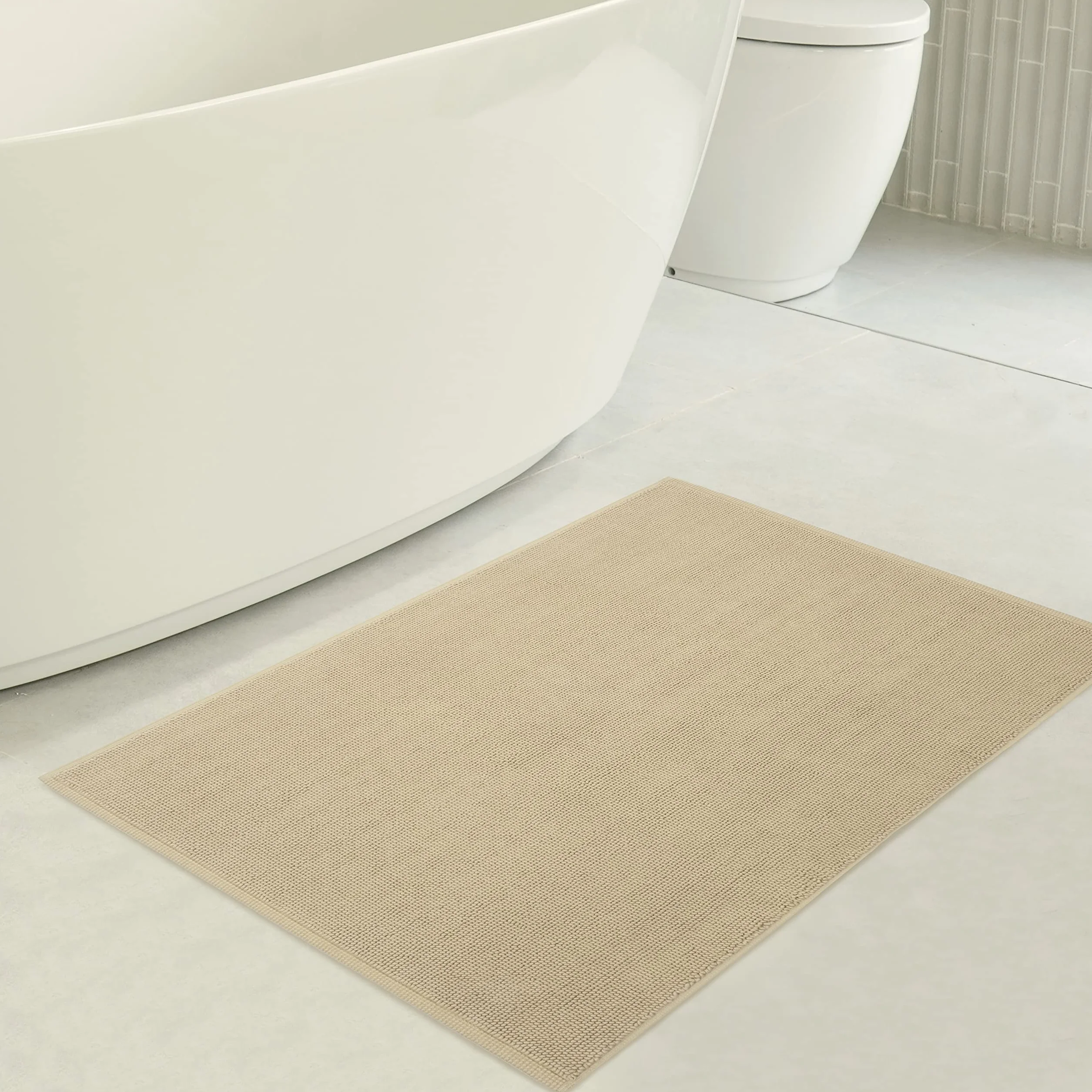 American Soft Linen Dywanik łazienkowy, 43 cm x 61 cm 100% Bawełniane Mata łazienkowe do łazienki, Antypoślizgowe, nadające się do prania, pluszowe dywaniki do łazienki, Beżowy dywanik łazienkowy