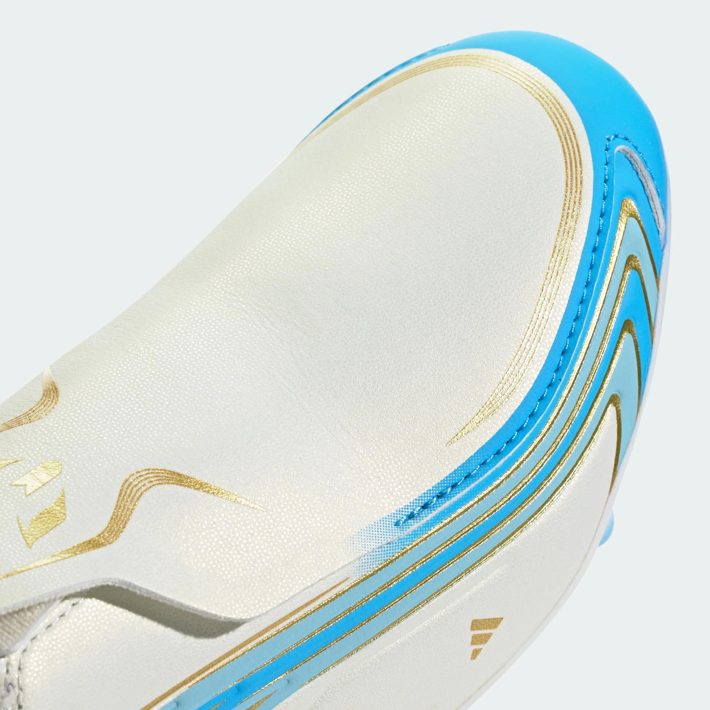 adidas Uniseks - dzieci F50 Messi League Laceless Firm Ground Football Boots Kids Shoes, ivory/semi blue burst/icey blue, 38 2/3 EU