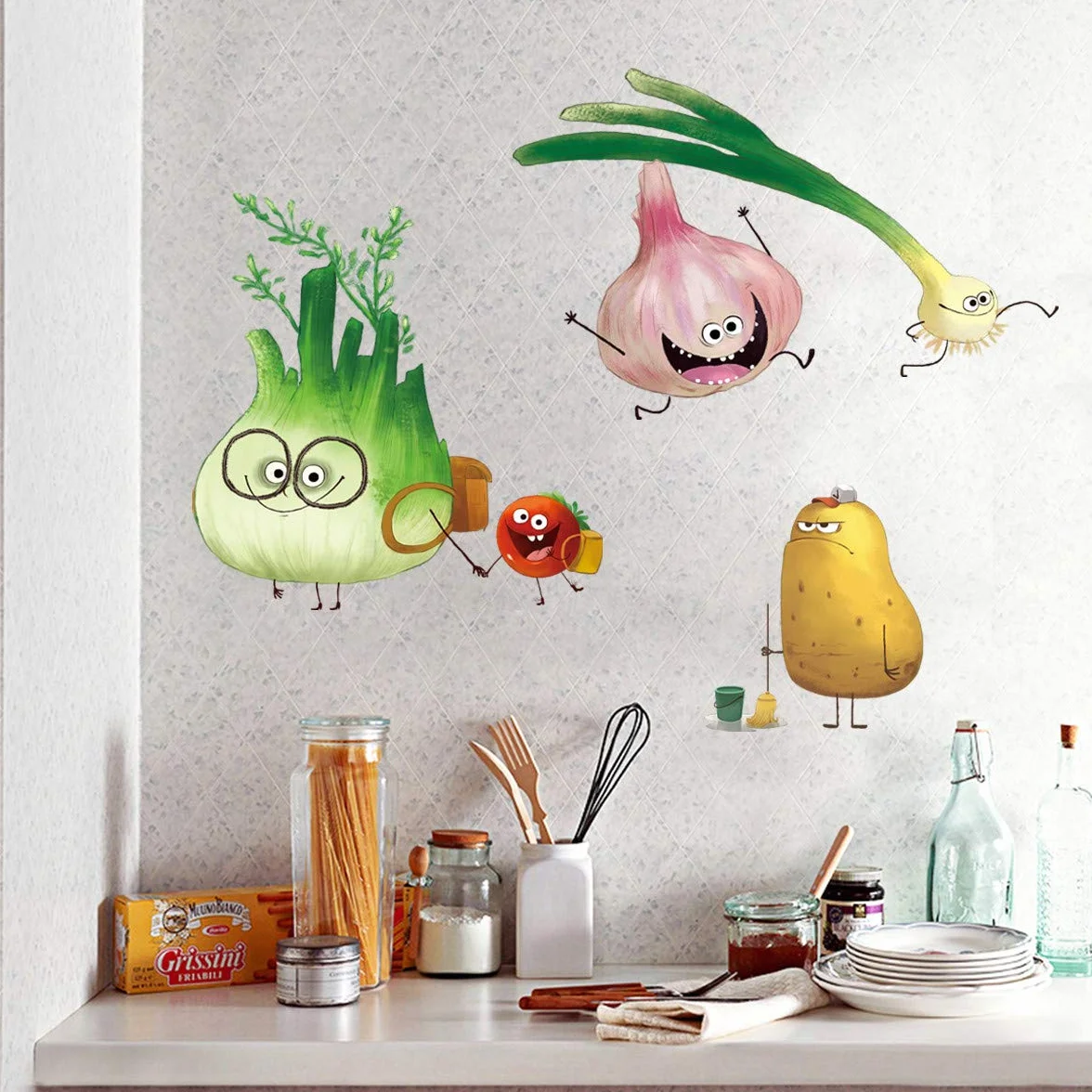 Naklejki ścienne warzywa kuchnia DIY marchewka cebula wystrój do jadalni