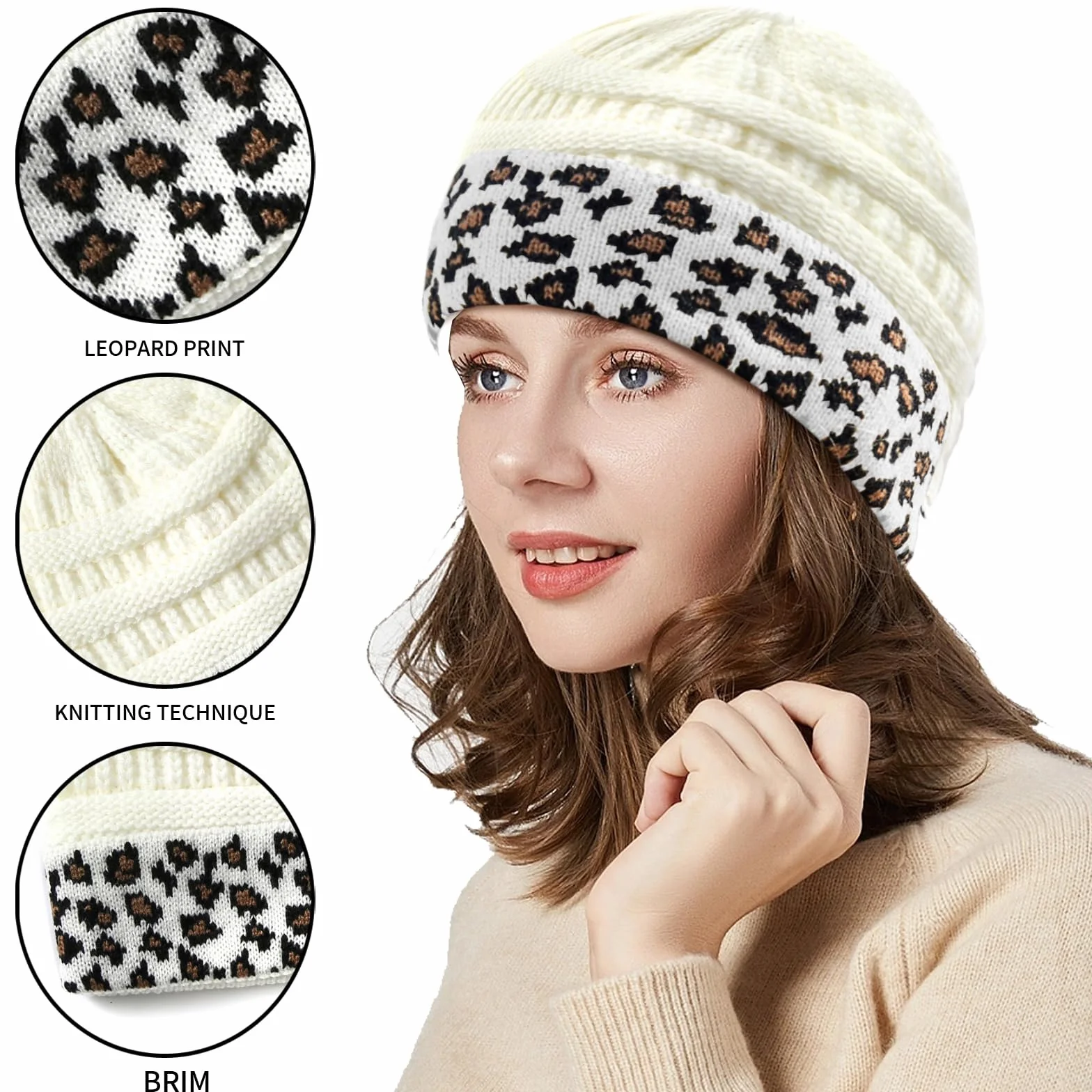 LUKIUP Czapka z dzianiny w stylu dtirnband damska czapka zimowa, ciepła czapka z dzianiny, miękka, rozciągliwa, uniseks, stylowa miejska streetwear, czapka zimowa
