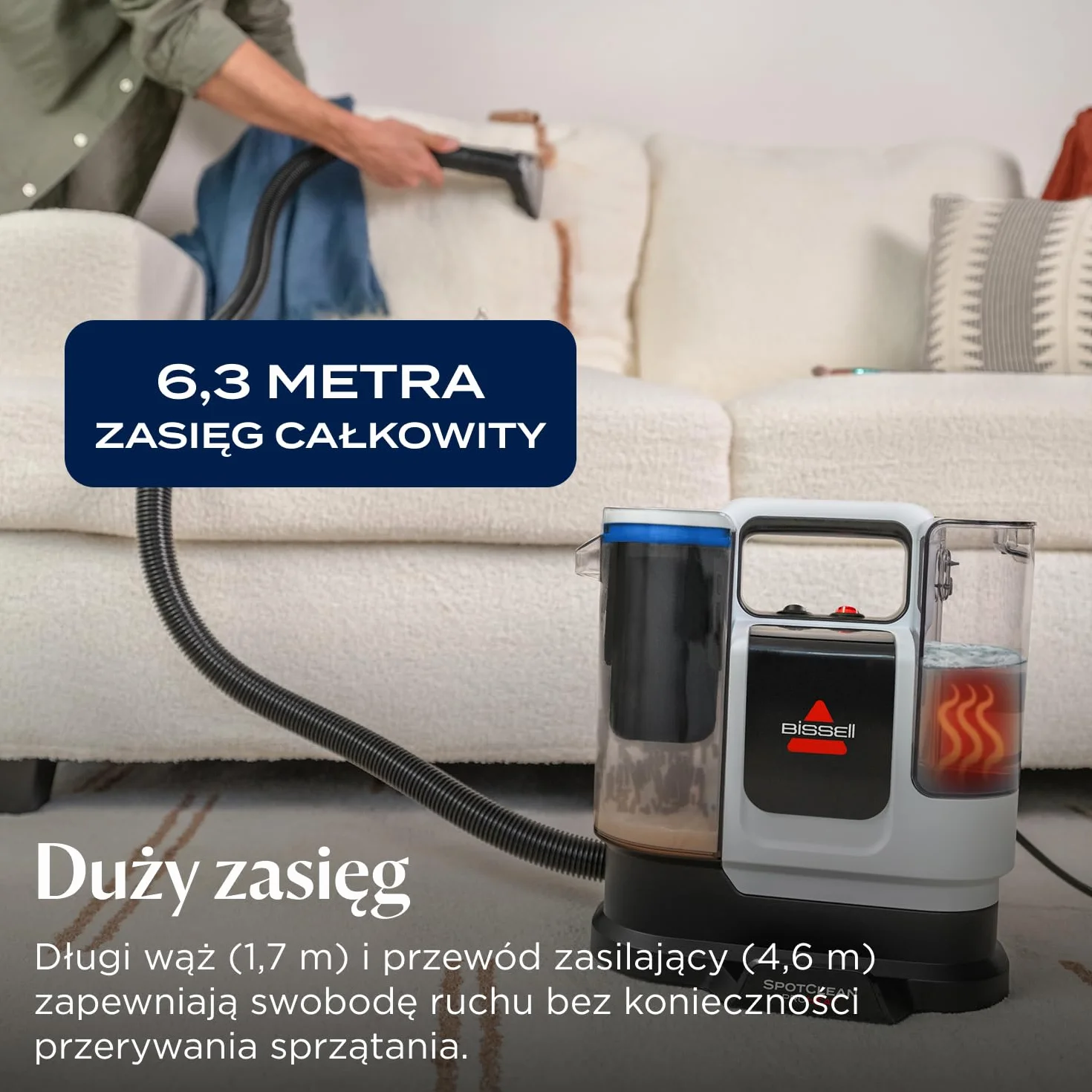 BISSELL SpotClean ProHeat Advanced 3924N, Odkurzacz piorący do tapicerki, 1125W, Przewodowy
