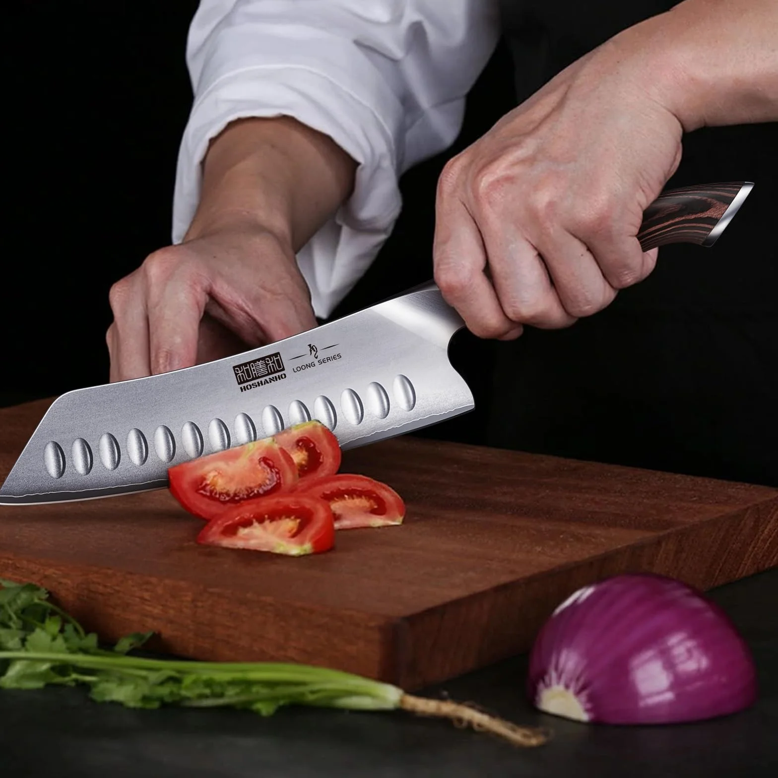 HOSHANHO Nóż Santoku 18 cm, nóż szefa kuchni, ergonomiczny uchwyt