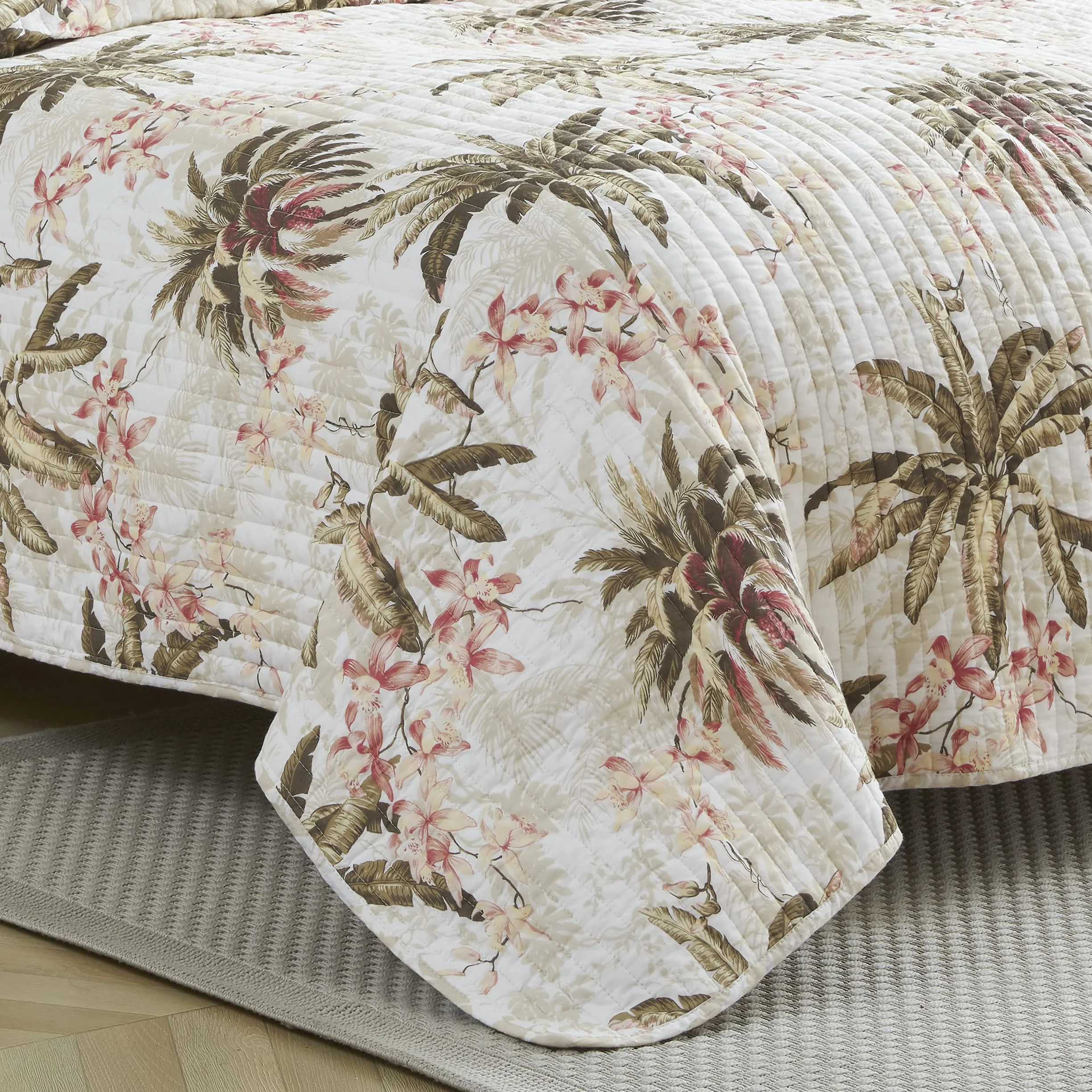 Tommy Bahama zestaw kołder Queen bawełniana pościel dwustronna z poszewkami Bonny Cove Ivory