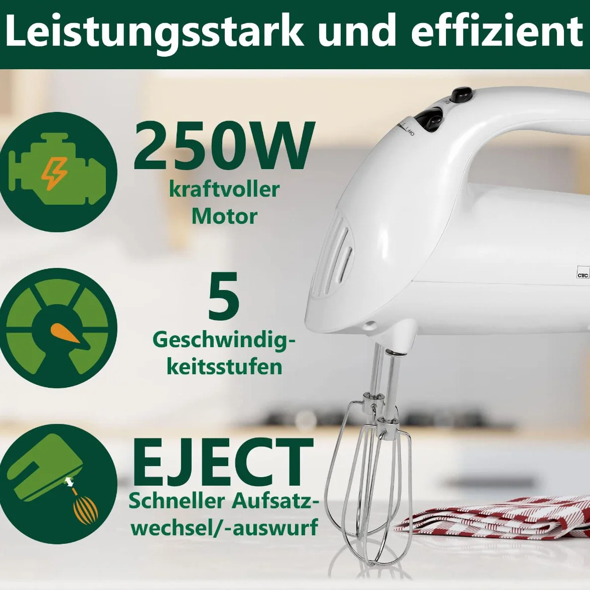 Clatronic mikser ręczny HM 3014 250 W stal nierdzewna biały