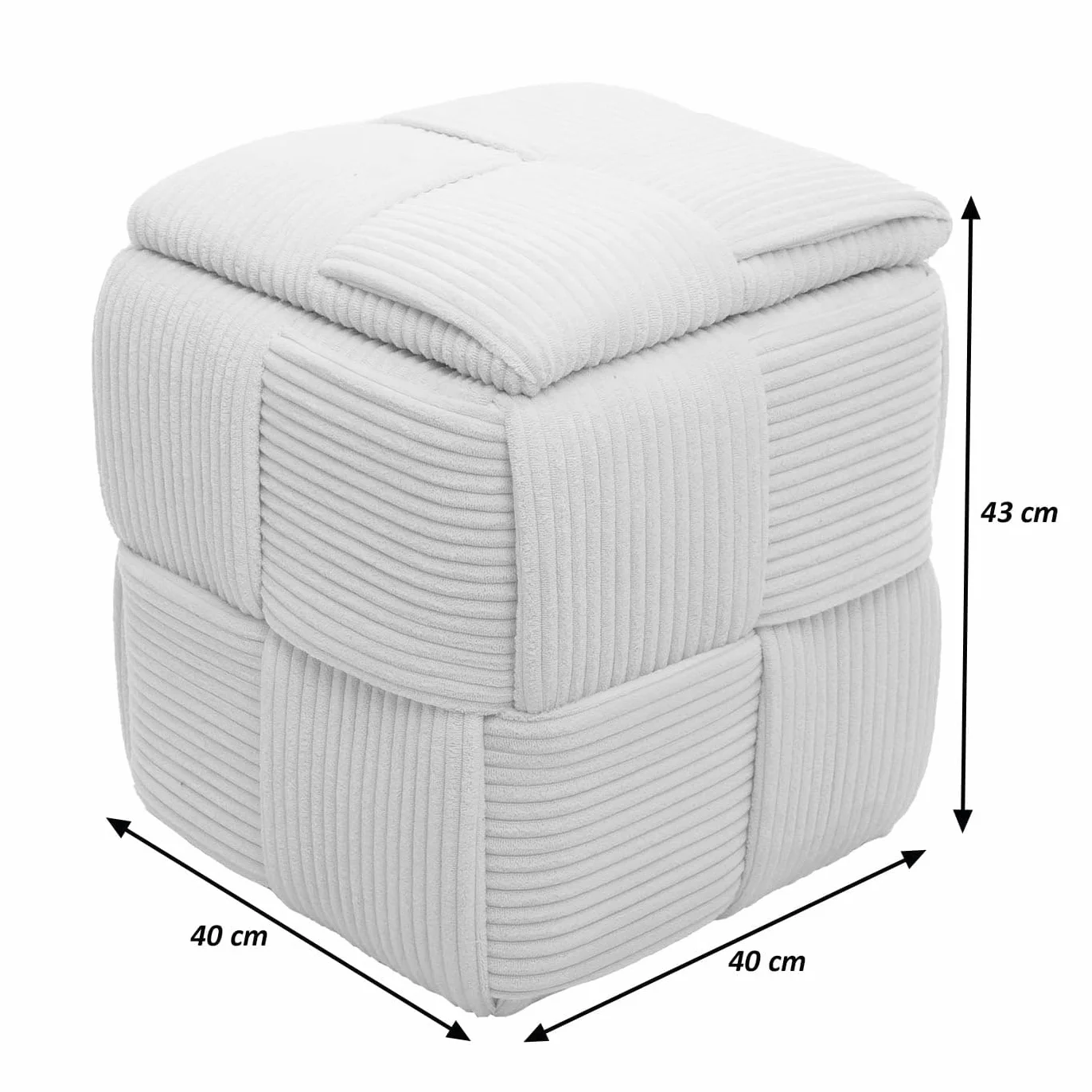 Mendler Taboret HWC-Q47 43x40x40 cm sztruks ciemnoszary