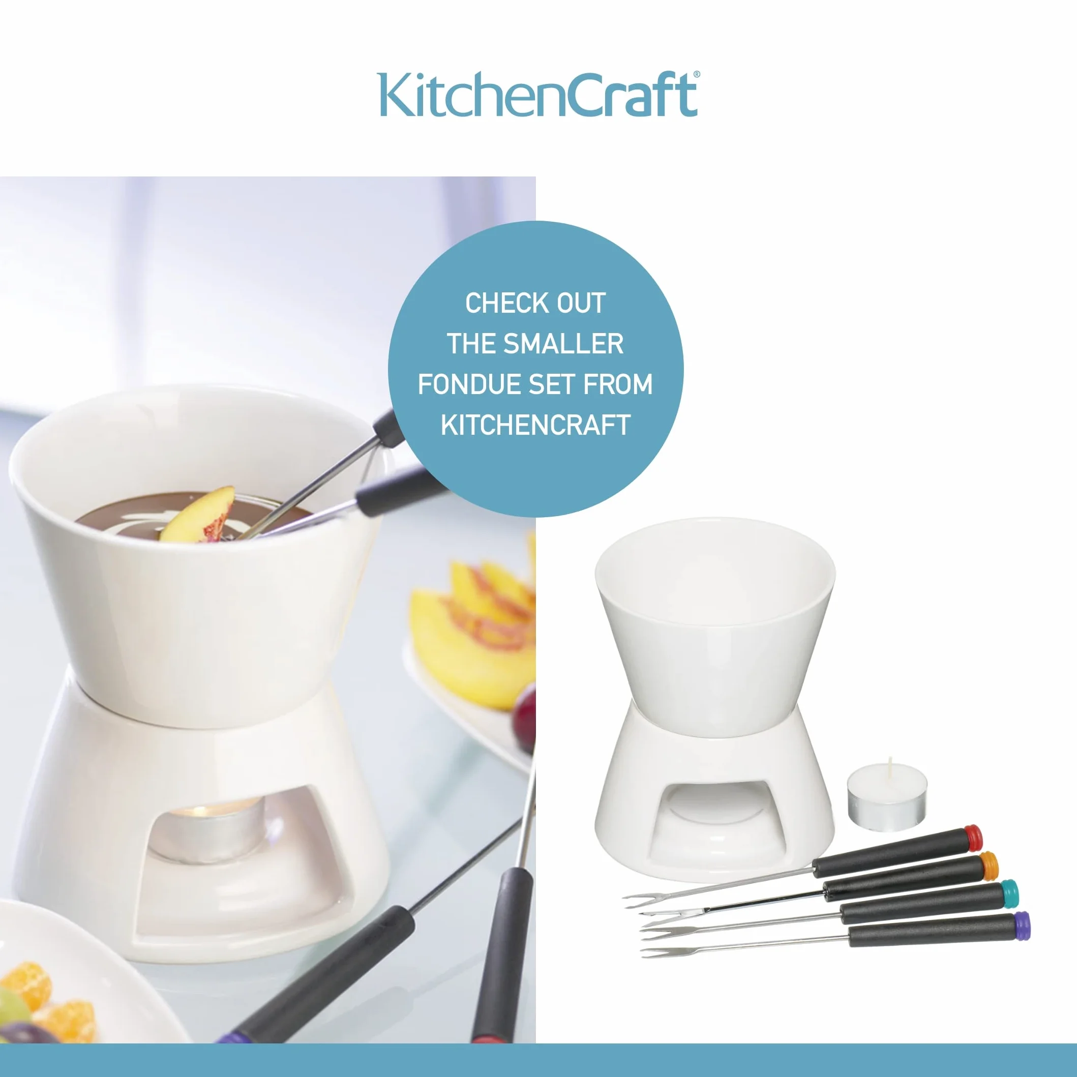 KitchenCraft Zestaw do fondue 3 w 1 srebrny