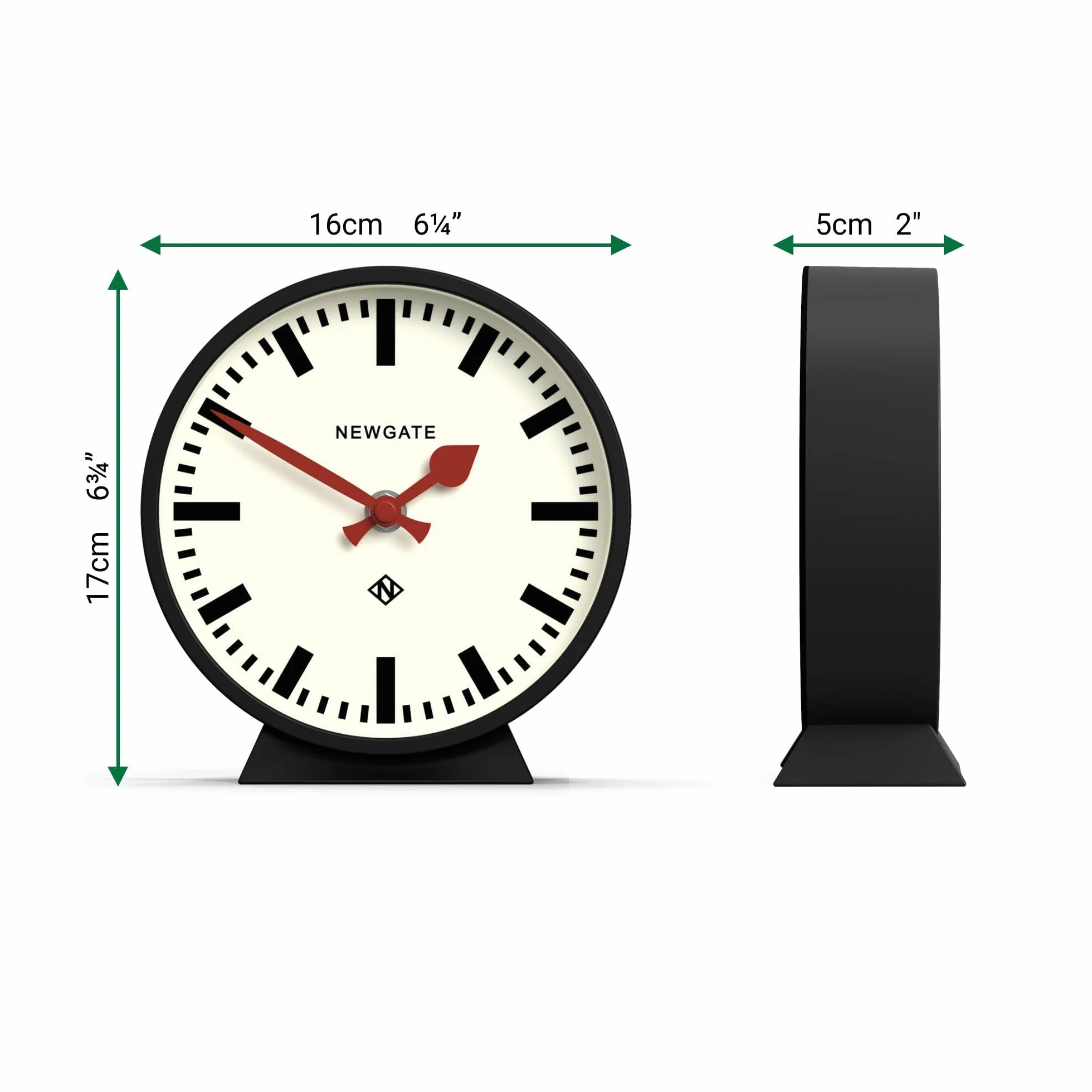 NEWGATE® M cichy zegar kominkowy bez tykania, nowoczesny zegar kominkowy, małe zegary kominkowe, tarcza, czarny