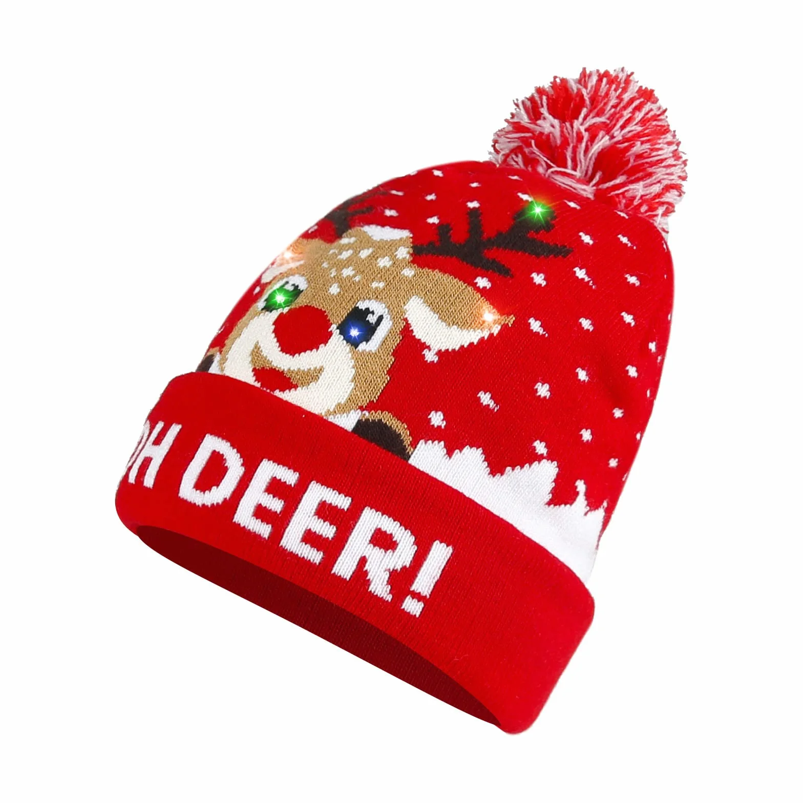 Diealles Shine czapka na Boże Narodzenie z świetlnymi diodami LED, lekka, miękka czapka beanie, ciepła czapka zimowa, świąteczna czapka dziana dla kobiet i mężczyzn oraz dzieci (czerwona)