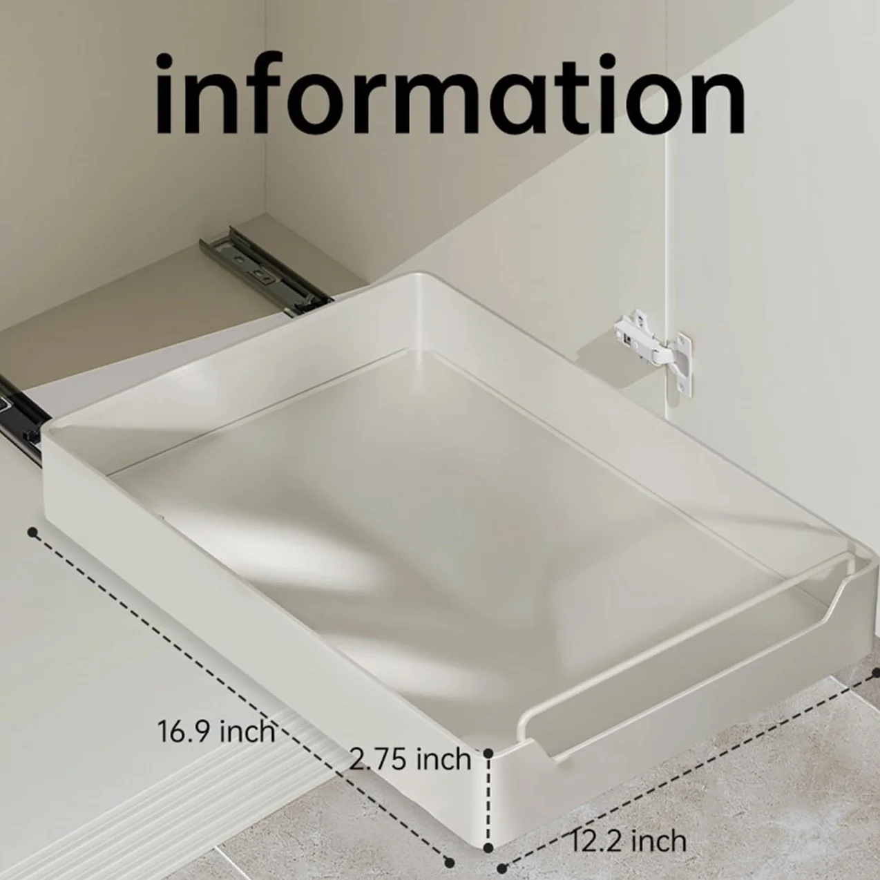 Organizer do szafek wysuwany 43 x 31 x 7 cm z klejem i uchwytem