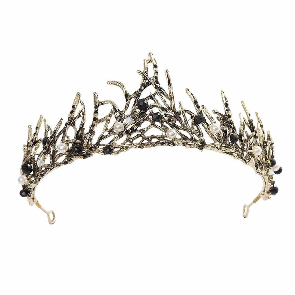 Diadem w stylu vintage, korona księżniczki, gotycka, barokowa, korona do włosów ze strasem, damska ozdoba głowy na karnawał, Halloween, imprezę, studniówkę