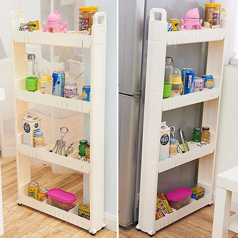 Wózek Do Przechowywania 3-Tier Slim Storage Cart Plastik Biały Szerokość 10cm