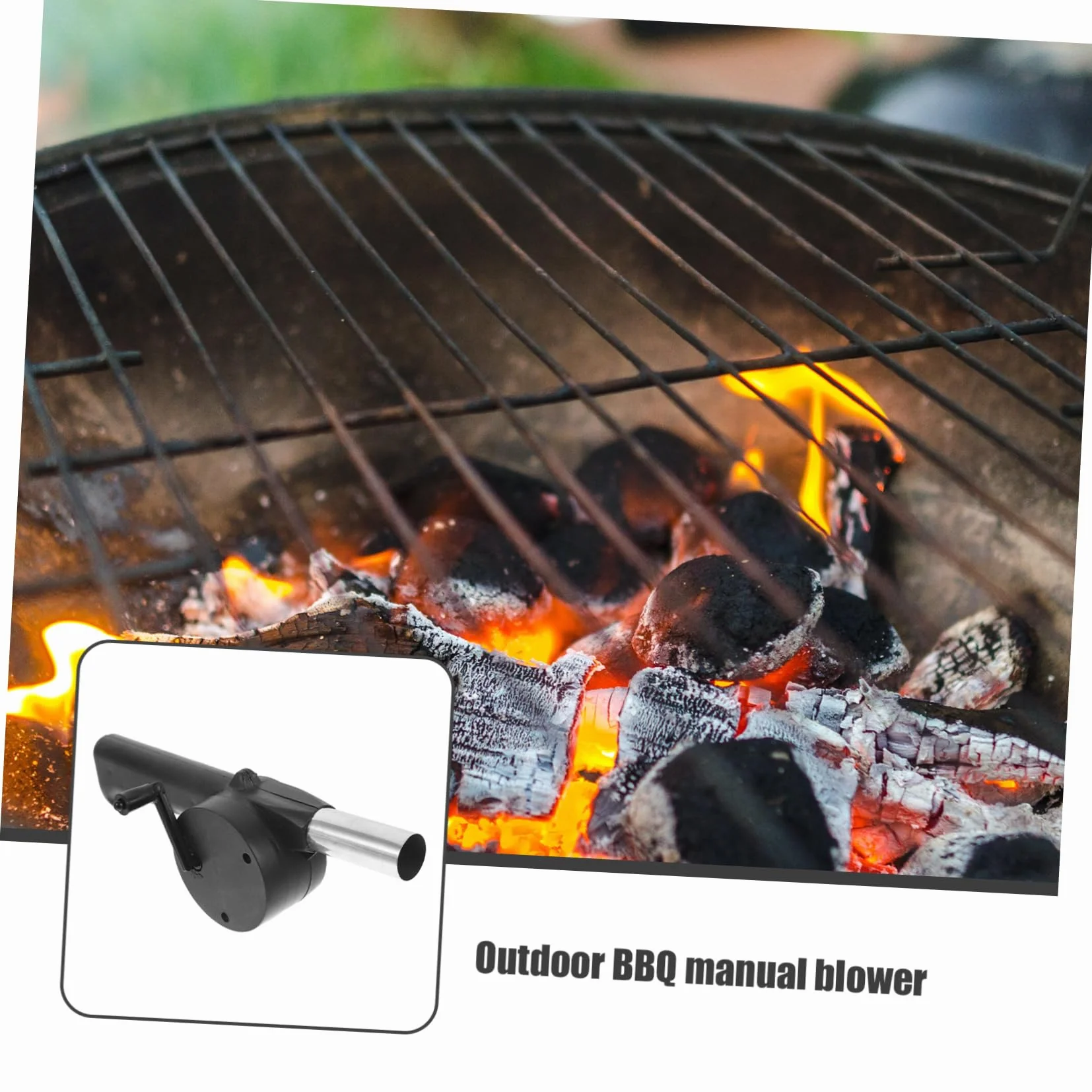 POPETPOP Ręczna Dmuchawa Do Grilla Przenośny Wentylator BBQ Stal Nierdzewna