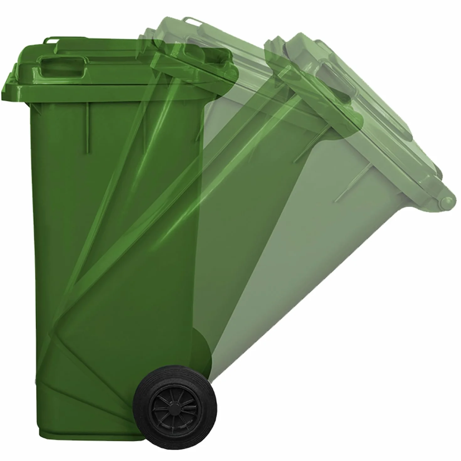 Kosz na kosz na śmieci pojemnik na śmieci | 120 litrów | z kołami | Mechaniczny system podnoszenia | plastik | zielony kolor