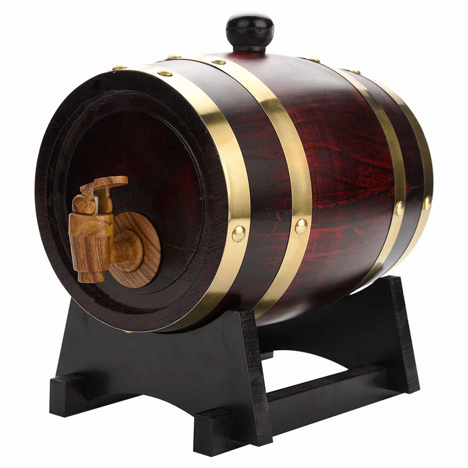 Greensen Dębowa beczka 1,5 l, drewniana beczka w stylu vintage, dozownik wina, spersonalizowana beczka na wino, do whisky, do domu, baru, na imprezę i bankiet, urodzinowy (1,5