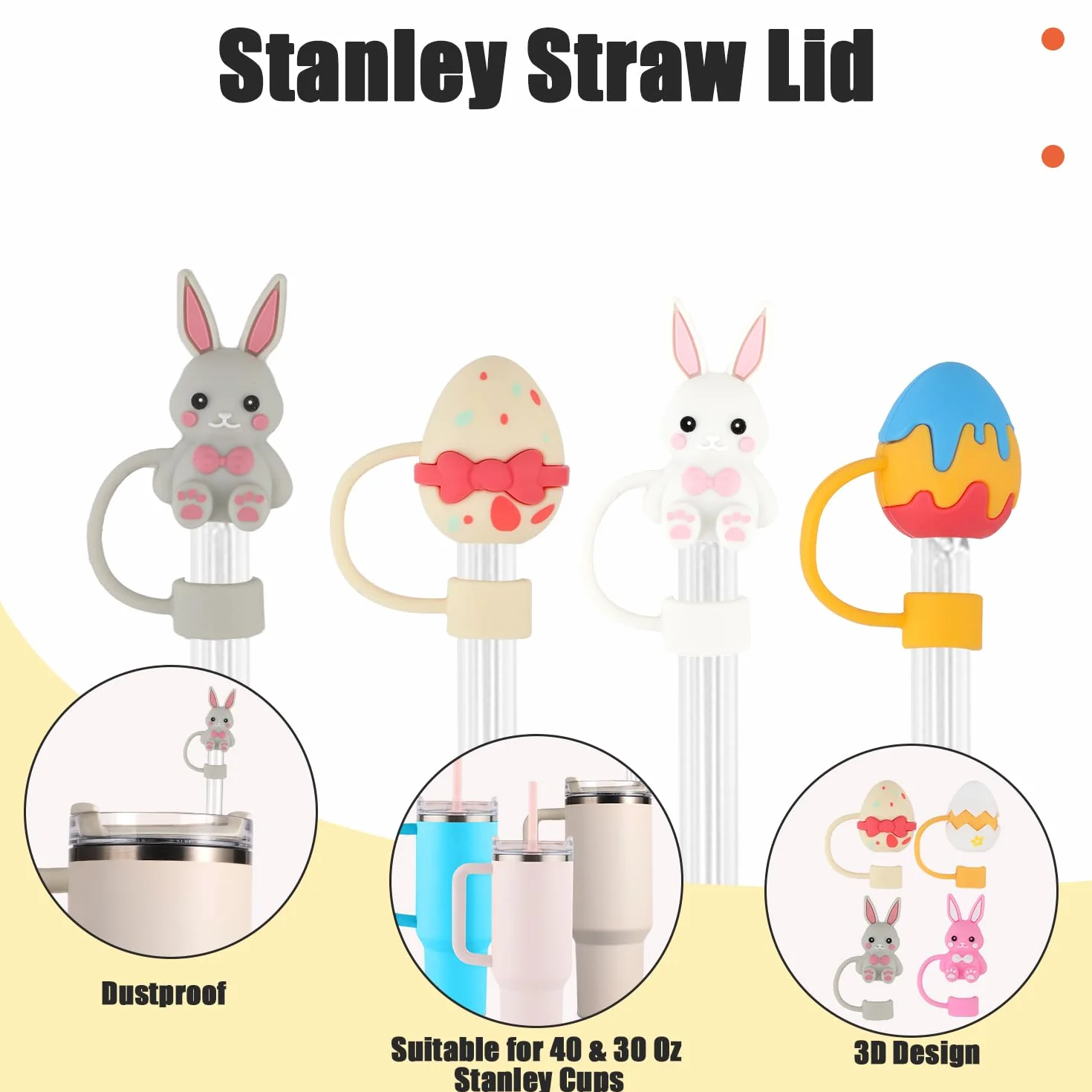 Nasadka ze Słomką do Stanley Kubków 30oz 40oz Wesołych Świąt Wielkanocnych Nakładka