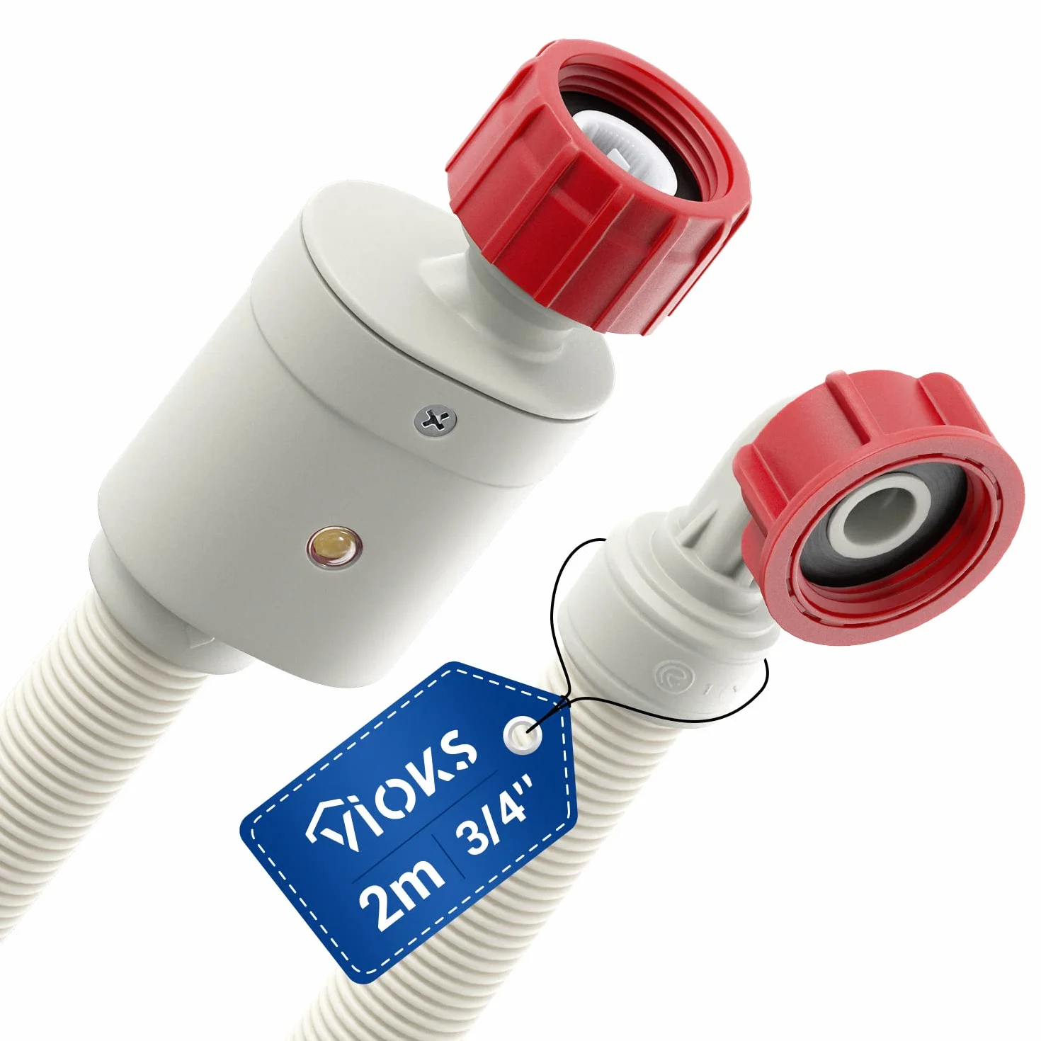 VIOKS Wąż do pralki z funkcją AquaStop, 2 m, 3/4 cala, zabezpieczenie przed zalaniem, do pralek Simens oraz zmywarek / stołowych zmywarek do naczyń Bauknecht, Privileg, Bosch