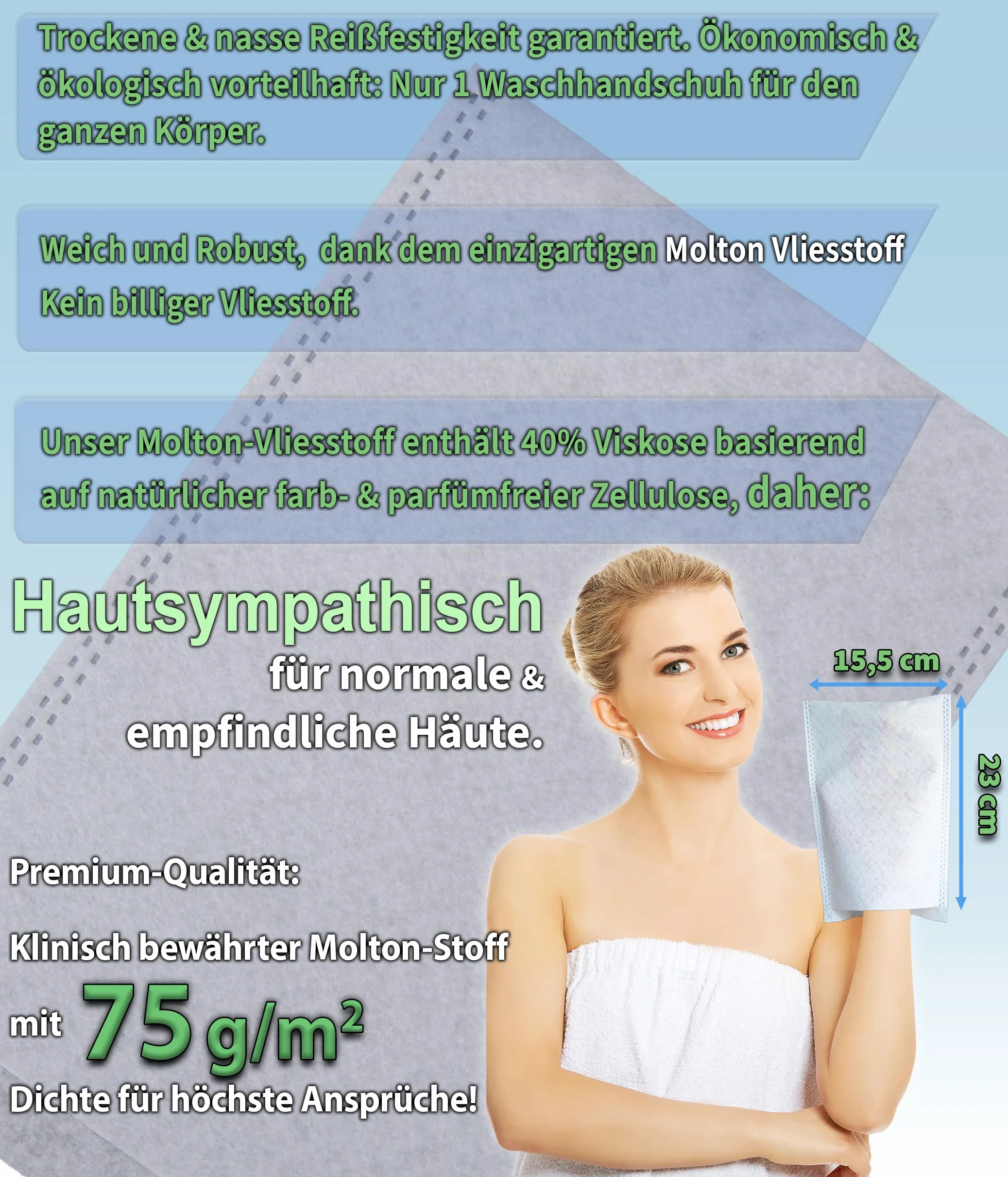 DeLuxe ZVG 100 szt. jednorazowych myjek premium rozmiar XL
