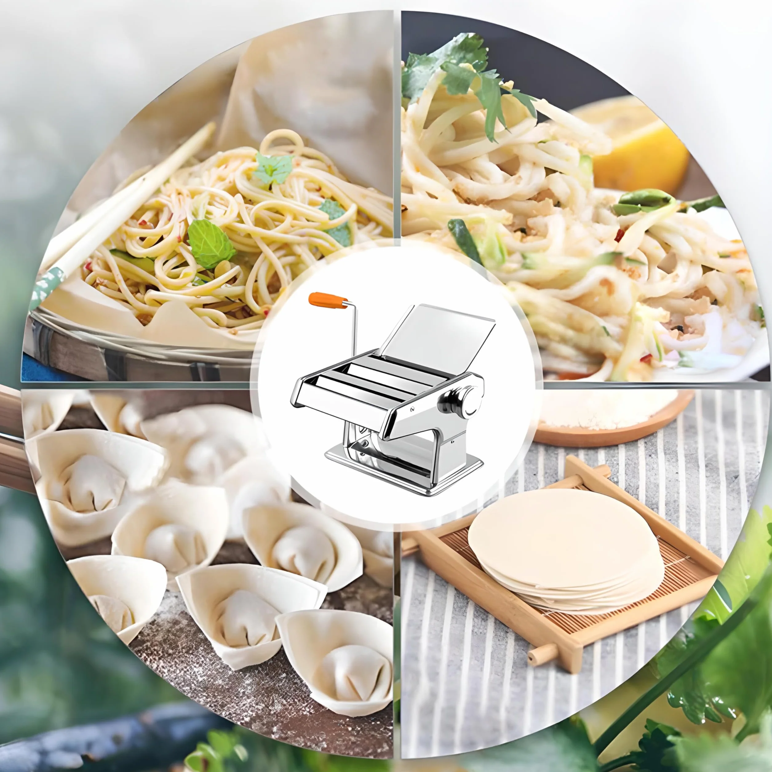 Retoo Ręczna maszynka do makaronu ze stali nierdzewnej, urządzenie do robienia makaronu, maszynka do makaronu do spaghetti, lasagne, tagliatelle, maszynka z wałkiem z zaciskiem stołowym dla