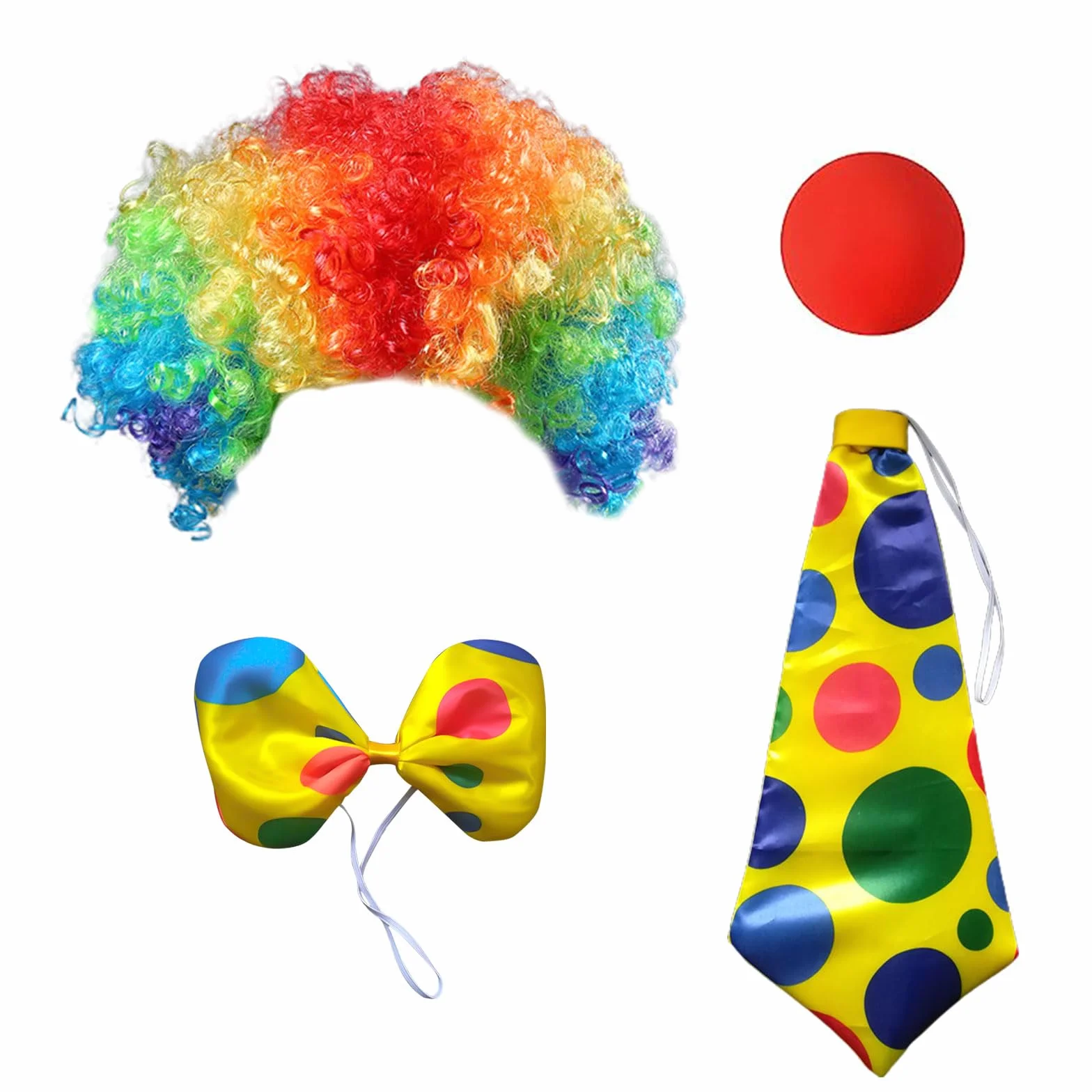 MIVAIUN 4 szt. Peruka Klaun Klaun Nos Klauna Akcesoria do kostiumu Klauna na Wielkanoc Artystyczny Cosplay Kostium karnawałowy JGA Akcesoria do kostiumów (4 sztuki)