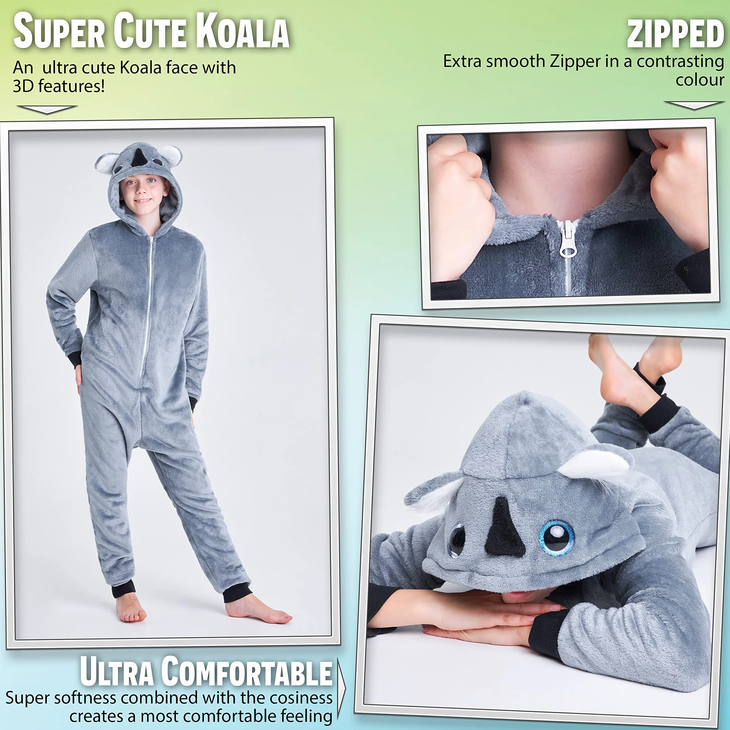 CityComfort Onesie for Kids Super miękka piżama w zwierzątka Ciepły kombinezon dla dziewczynek i chłopców