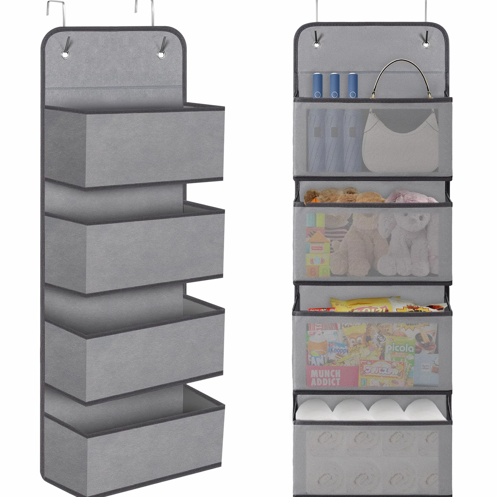 Wiszący Organizer z 4 Kieszeniami na Drzwi 30 x 13 x 68 cm Szary RDH04G