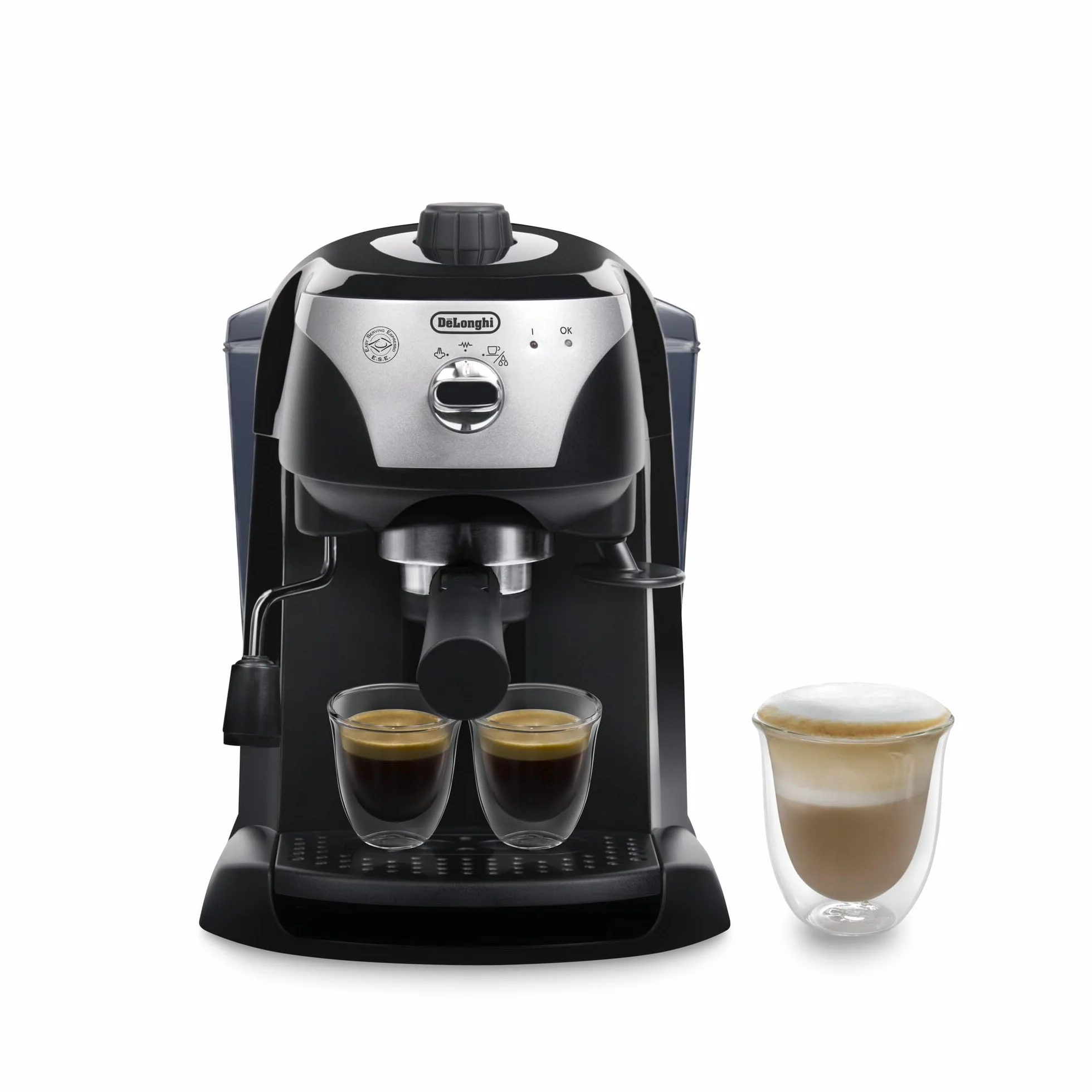 De’Longhi EC 201.CD.B Ekspres do Kawy Kolbowy, 1100 W, 1 Litr, Szary/Srebrny