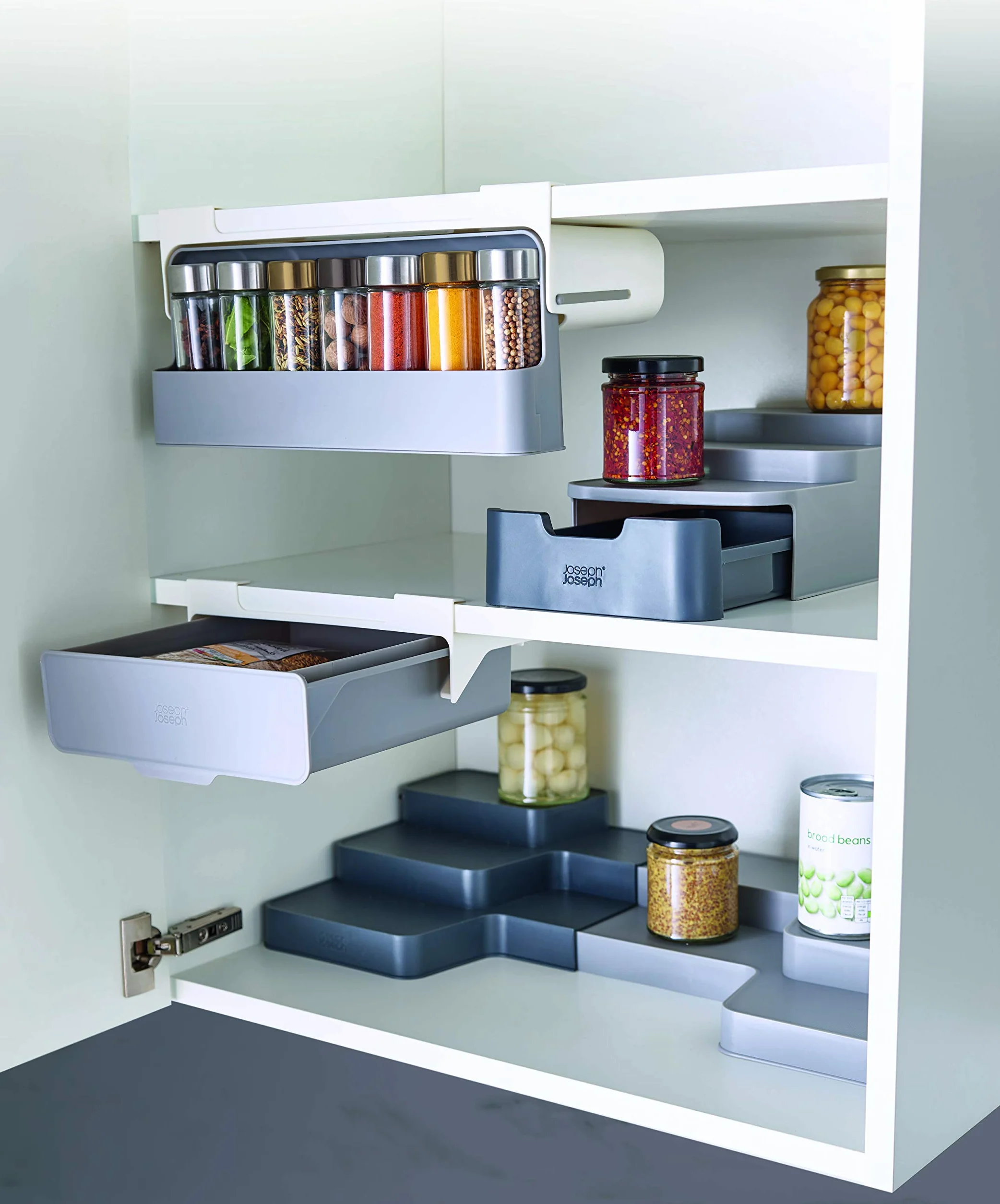 Joseph Joseph CupboardStore Zestaw 4 uchwytów na pokrywki do garnków i patelni, samoprzylepny, do 24 cm