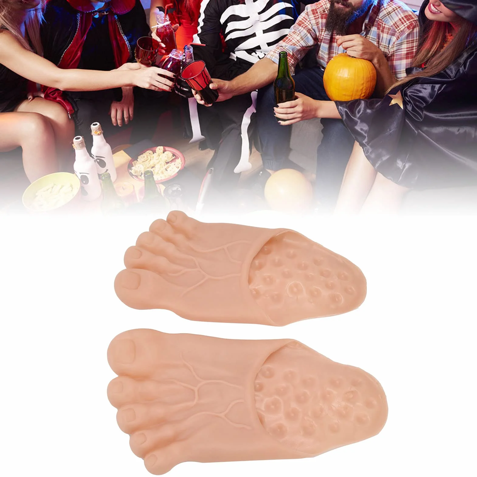 1 Para Hulk Green Giant Stóp Kapcie Skarpetki Halloween Rekwizyty Kostium Cosplay na Halloween Rekwizyty na Impreza z Okazji Halloween(W kolorze cielistym)