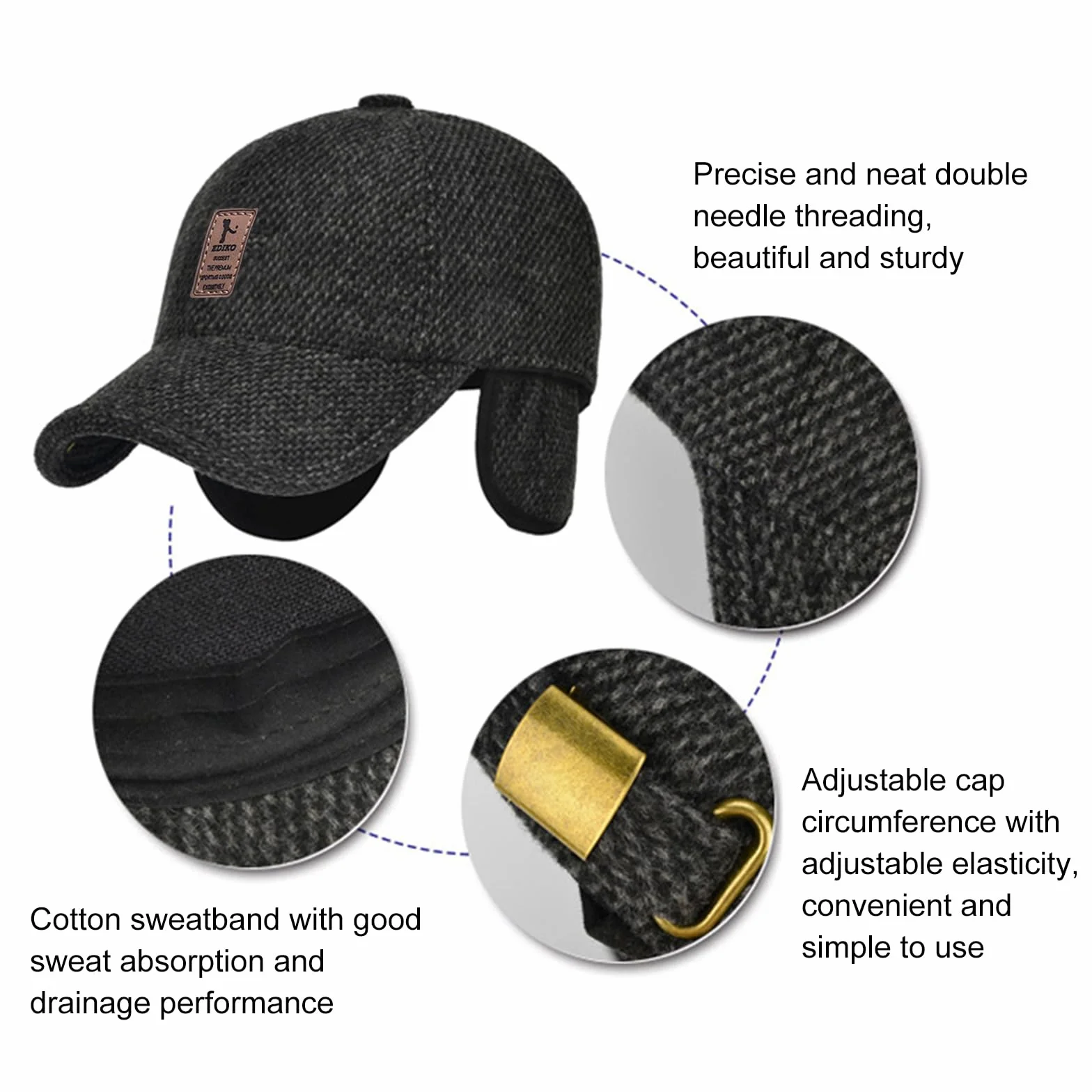 Składana Ochrona Uszu Pełna Czapka,Zimowa Czapka Baseballowa Z Nausznikami,Czapka Bejsbolowa Z Klapkami Na Uszy,Męska Czapka Outdoorowa Na Zimę,Sportowa Czapka Old School Style Dad Hat,Outdoor,Kiuiom
