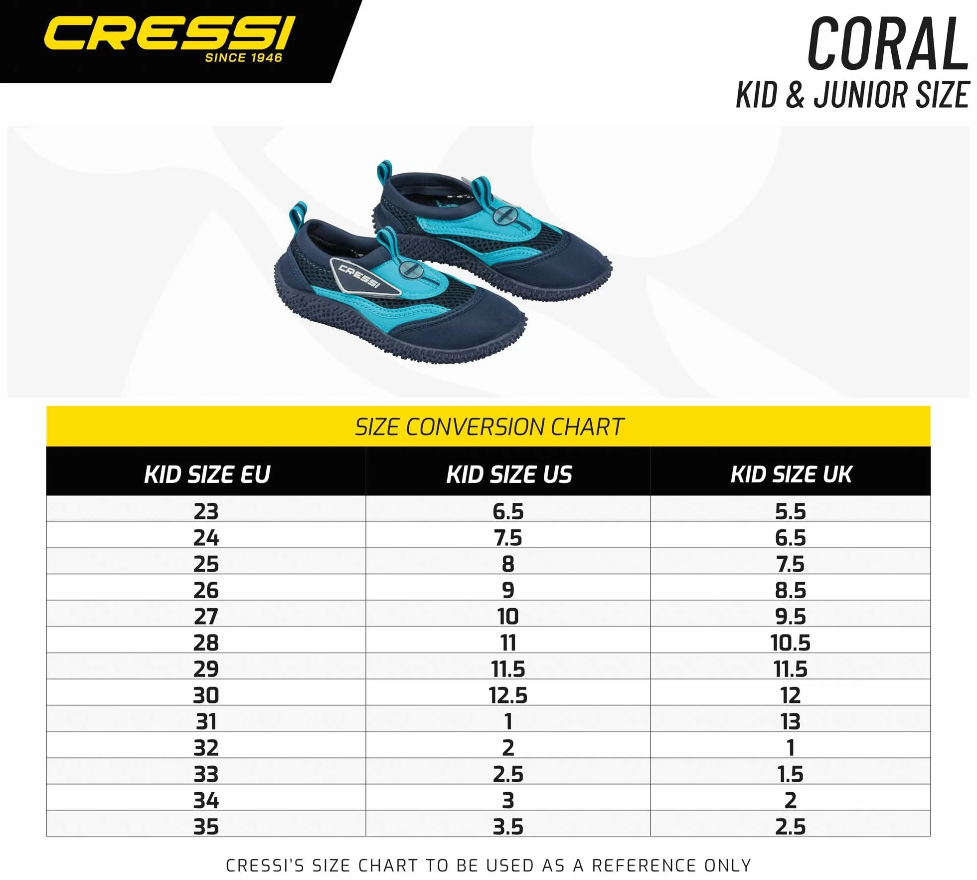 CRESSI Coral Shoes Junior buty dziecięce klasy premium, do sportów morskich i wodnych