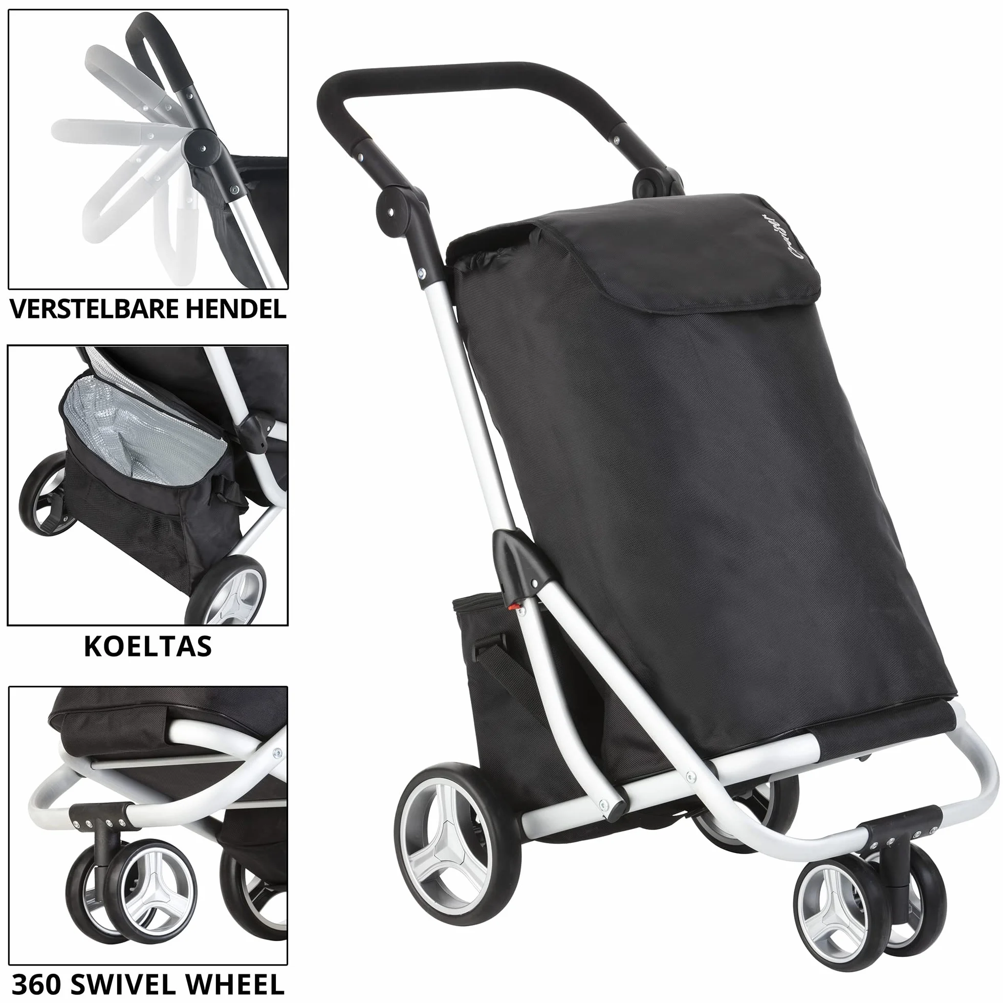 Shoppingcruiser wózek na zakupy 59 L 3 koła Czarny