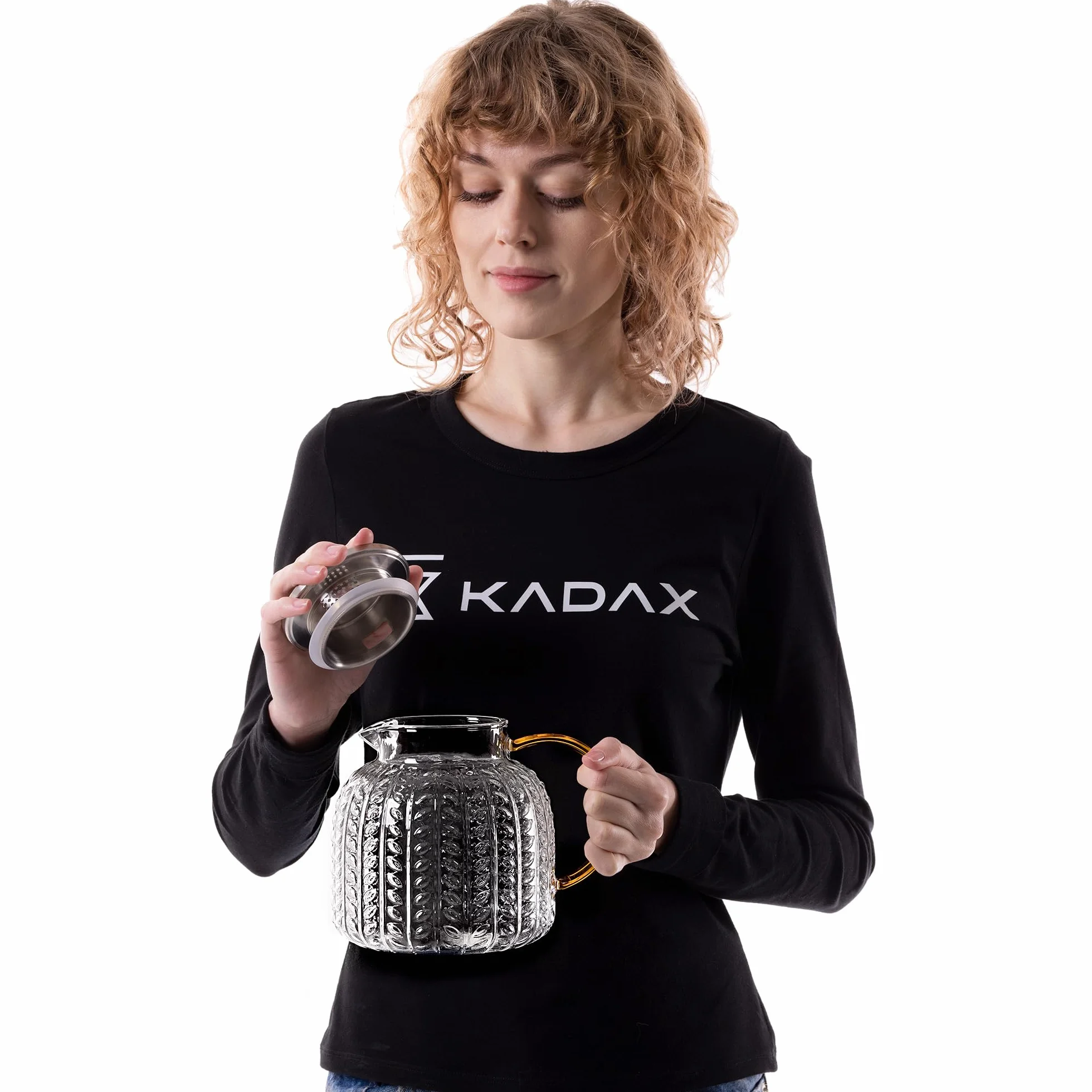 KADAX Dzbanek do herbaty 1,3 l ze szkła borokrzemowego z pokrywką i sitkiem