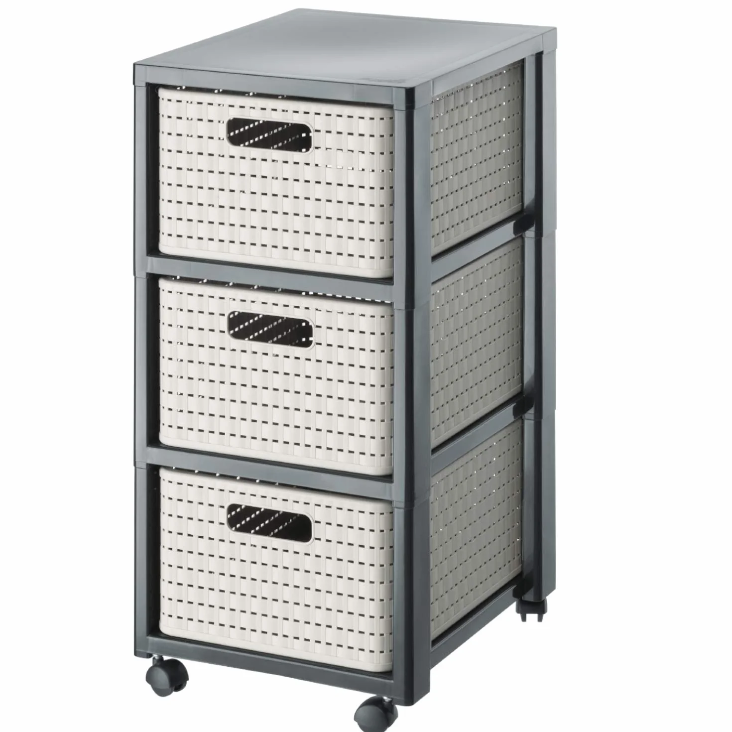 Rotho Country szafka na kółkach z 3 szufladami rattanowa 18 l 37,5x32,5x71,2 cm