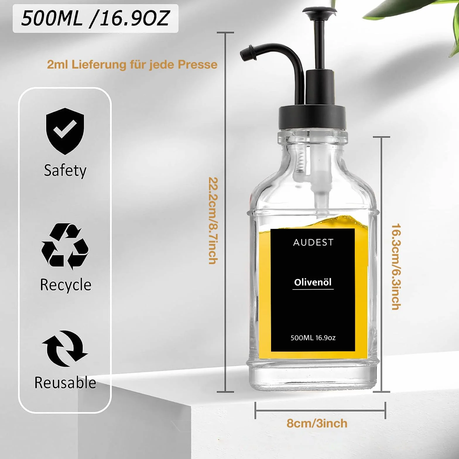Dozownik syropu do kawy 500 ml czarny z naklejkami