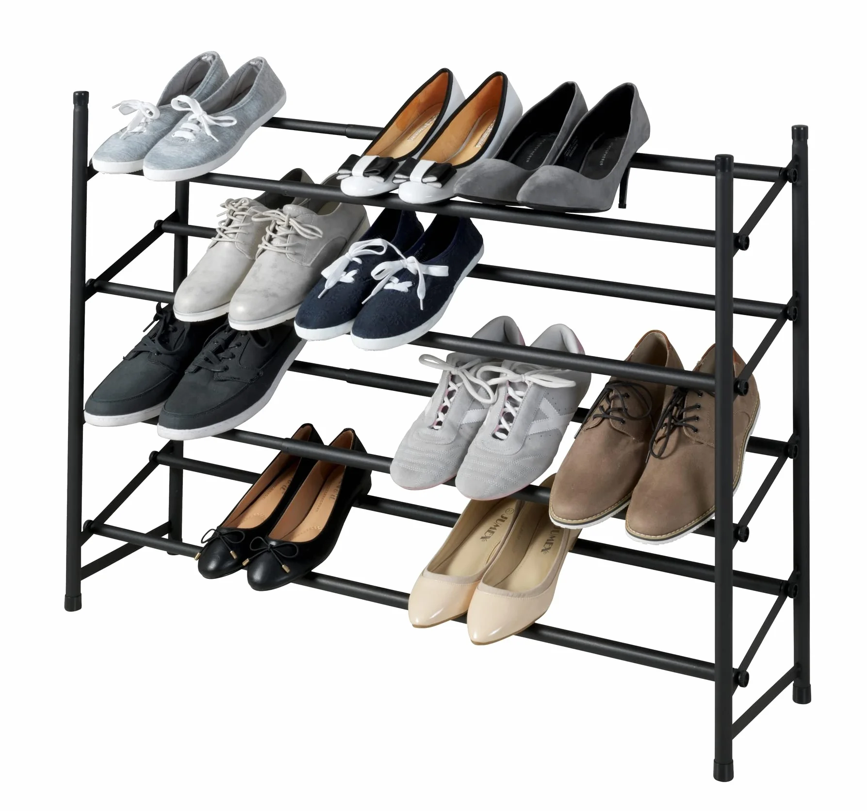 WENKO Hero antypoślizgowy regał na buty wysuwany 24 pary 62-115 x 68 x 23 cm czarny matowy