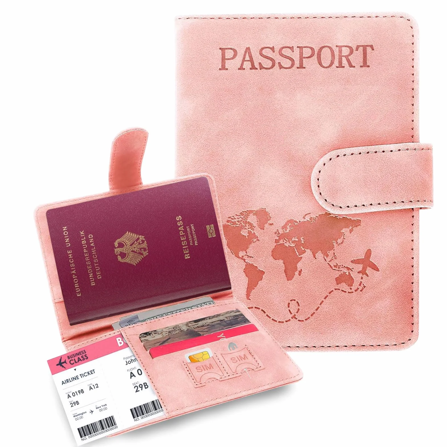 Etui na paszport, Różowa klamra magnetyczna 1 sztuka, /, Klasyczny