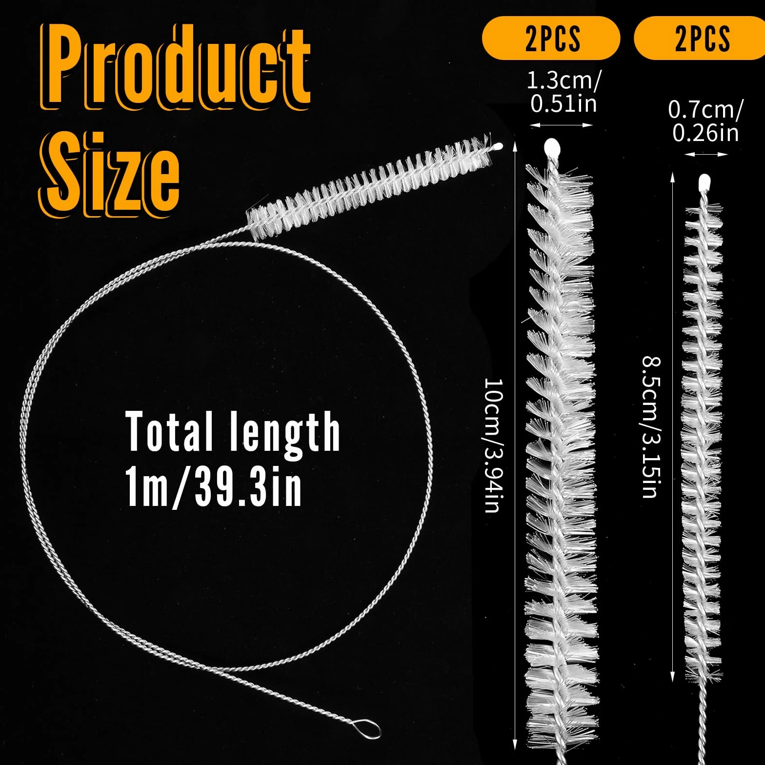 Długa szczotka do czyszczenia butelek 90 cm, miękkie plastikowe włosie