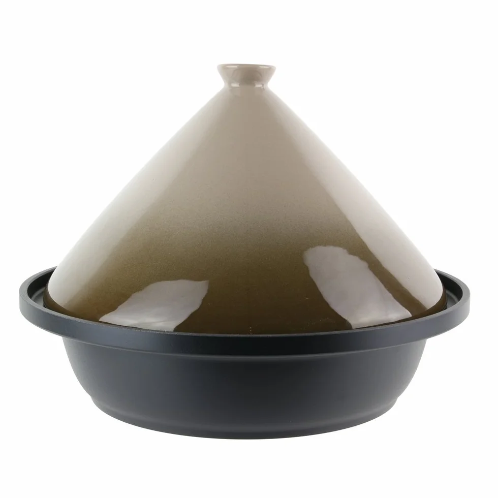 Tajine ze stali nierdzewnej na indukcję i ceramikę 30,20 x 30,20 x 23 cm Taupe