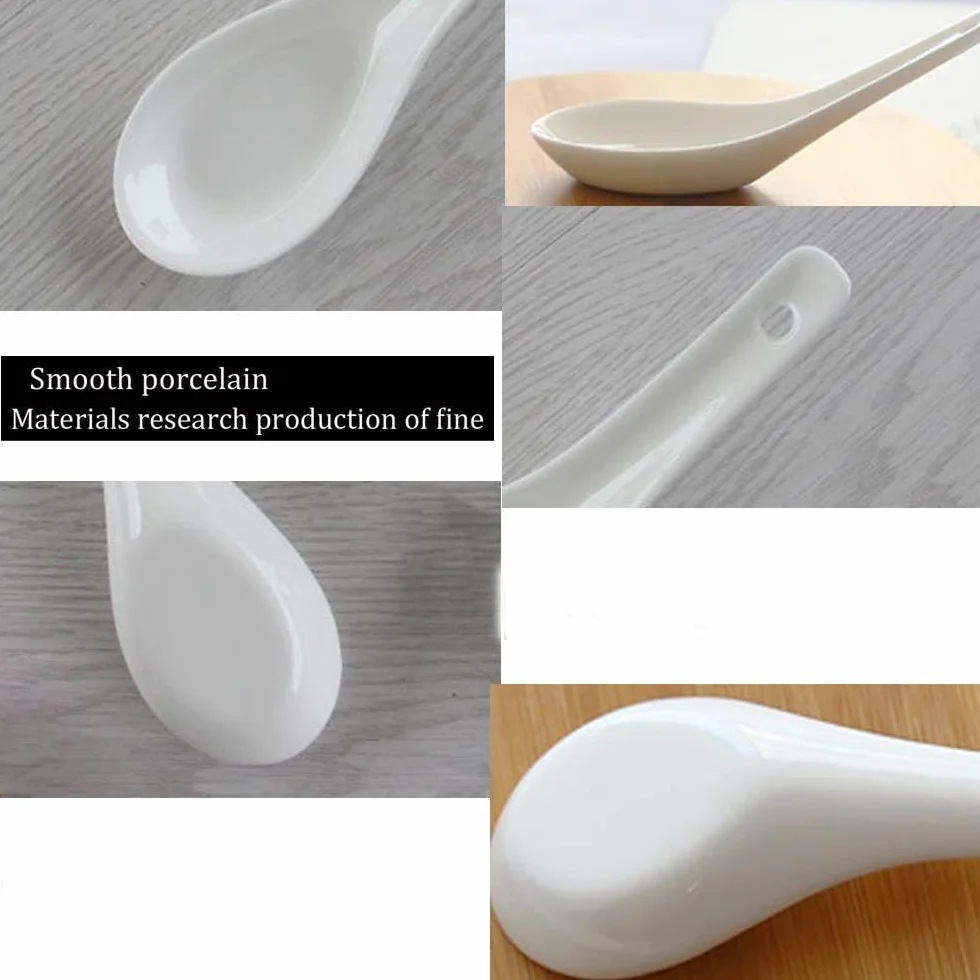 Porcelanowe łyżki do zupy zestaw 6 sztuk ceramiczne chińskie japońskie do ramenu