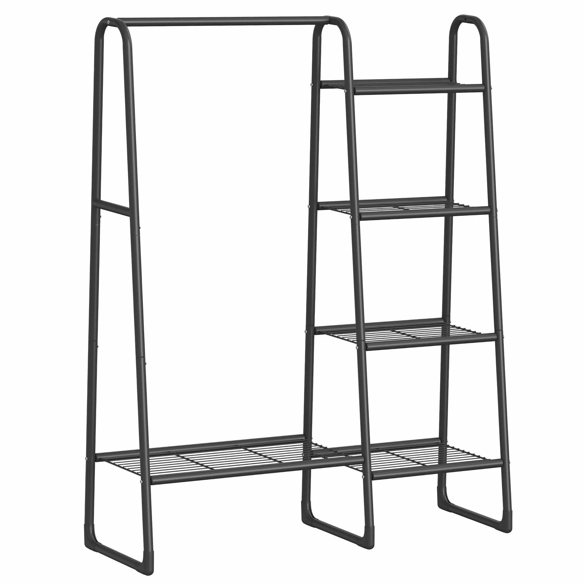 SONGMICS Szafa na ubrania wolnostojący wieszak 5 półek metalowa rama 40 x 101,7 x 153,3 cm matowo czarny HSR138B01