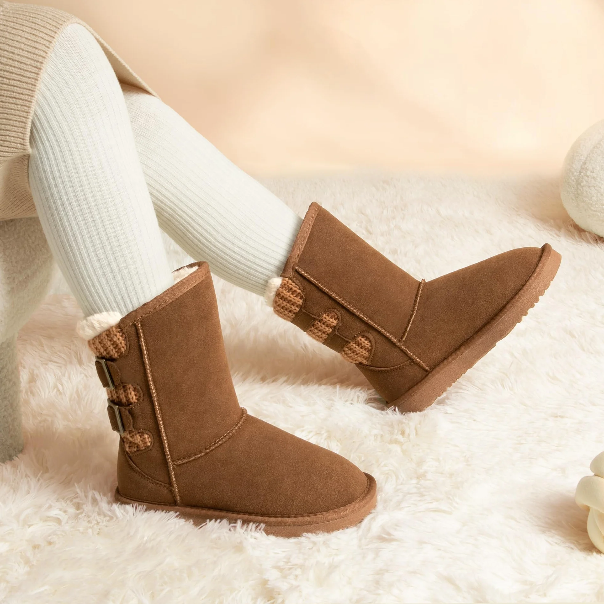 DREAM PAIRS Dziewczęce i chłopięce zimowe botki wysokie buty zimowe dla dzieci ocieplane