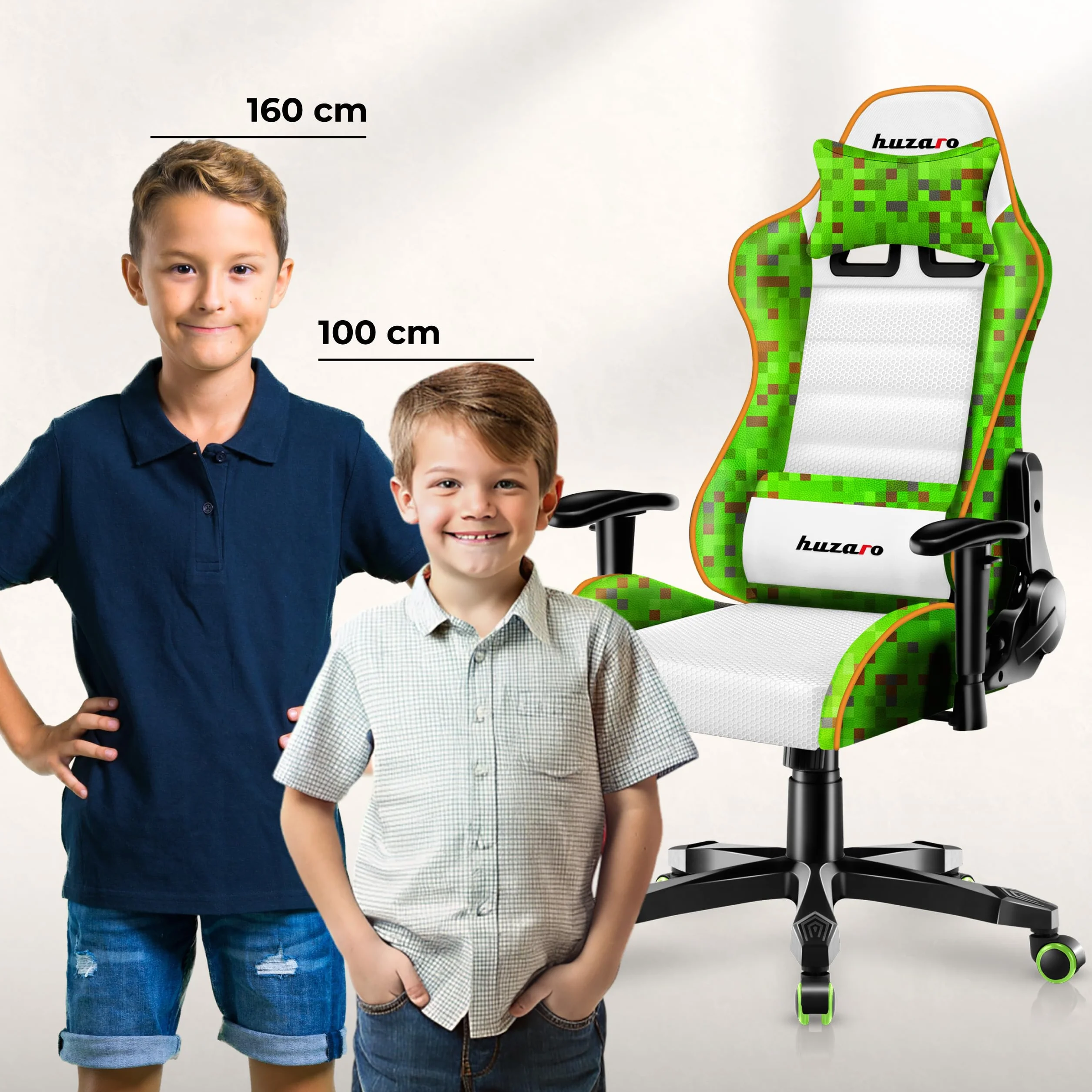Huzaro Ranger Pixel Mesh Ergonomiczne krzesło do gier dla dzieci, oddychające, z podparciem lędźwiowym, 100-160 cm