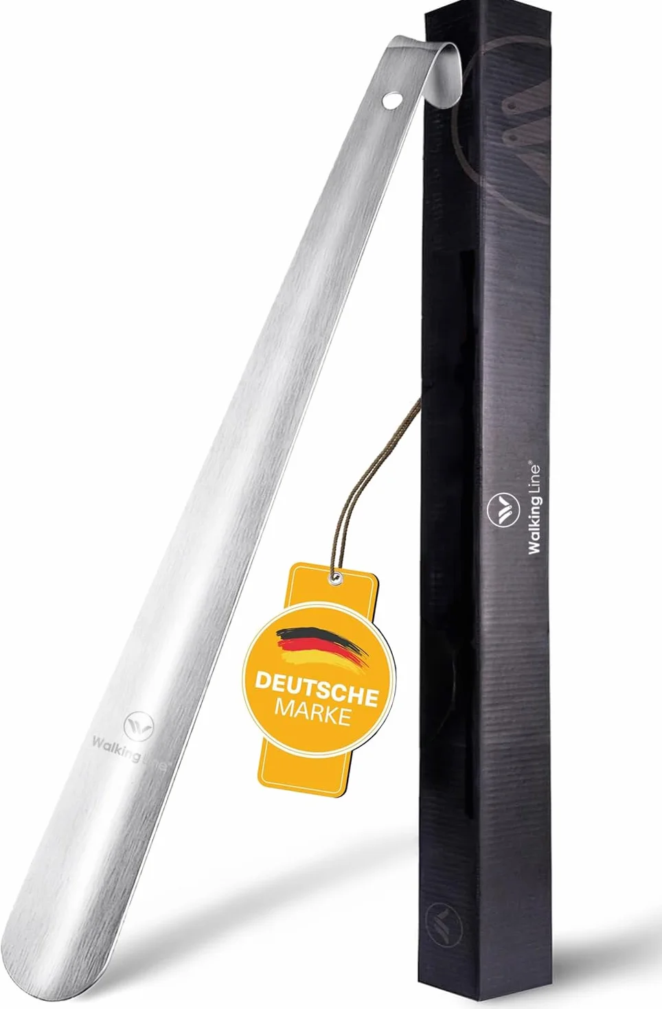Walking Line® Edelstahl Schuhlöffel 42cm lang - Premium Schuhanzieher aus Metall - Schuhlöffel kurz - Schuhlöffel Metall kurz - Schuhanzieher kurz aus Edelstahl - Schuhlöffel Metall - Schuhlöffel kurz