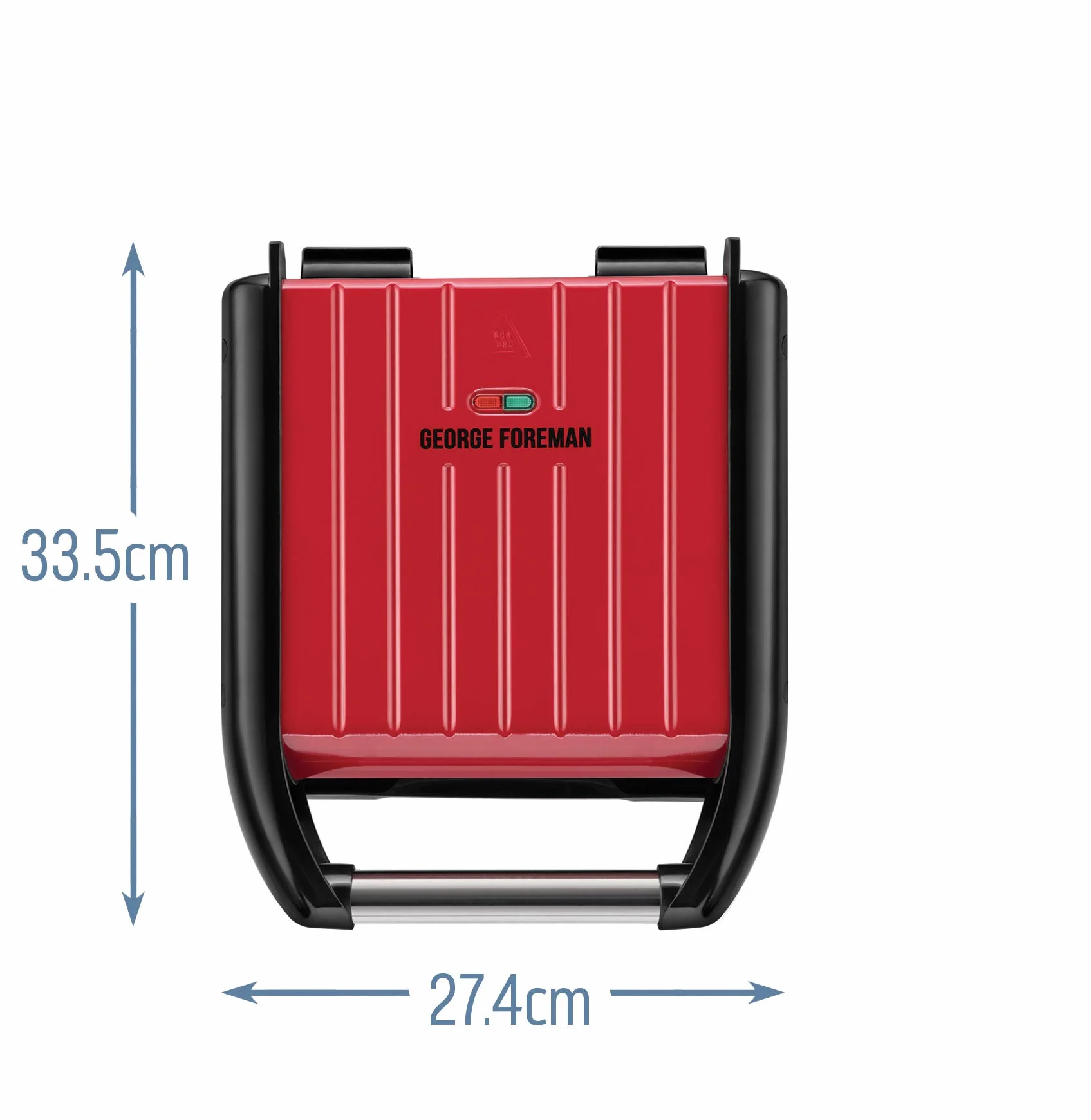 George Foreman grill elektryczny, redukujący ilość tłuszczu, wyjmowane płyty z powłoką nieprzywierającą, ruchome zawiasy, moc 1200W, czerwony, Steel Compact 25030-56