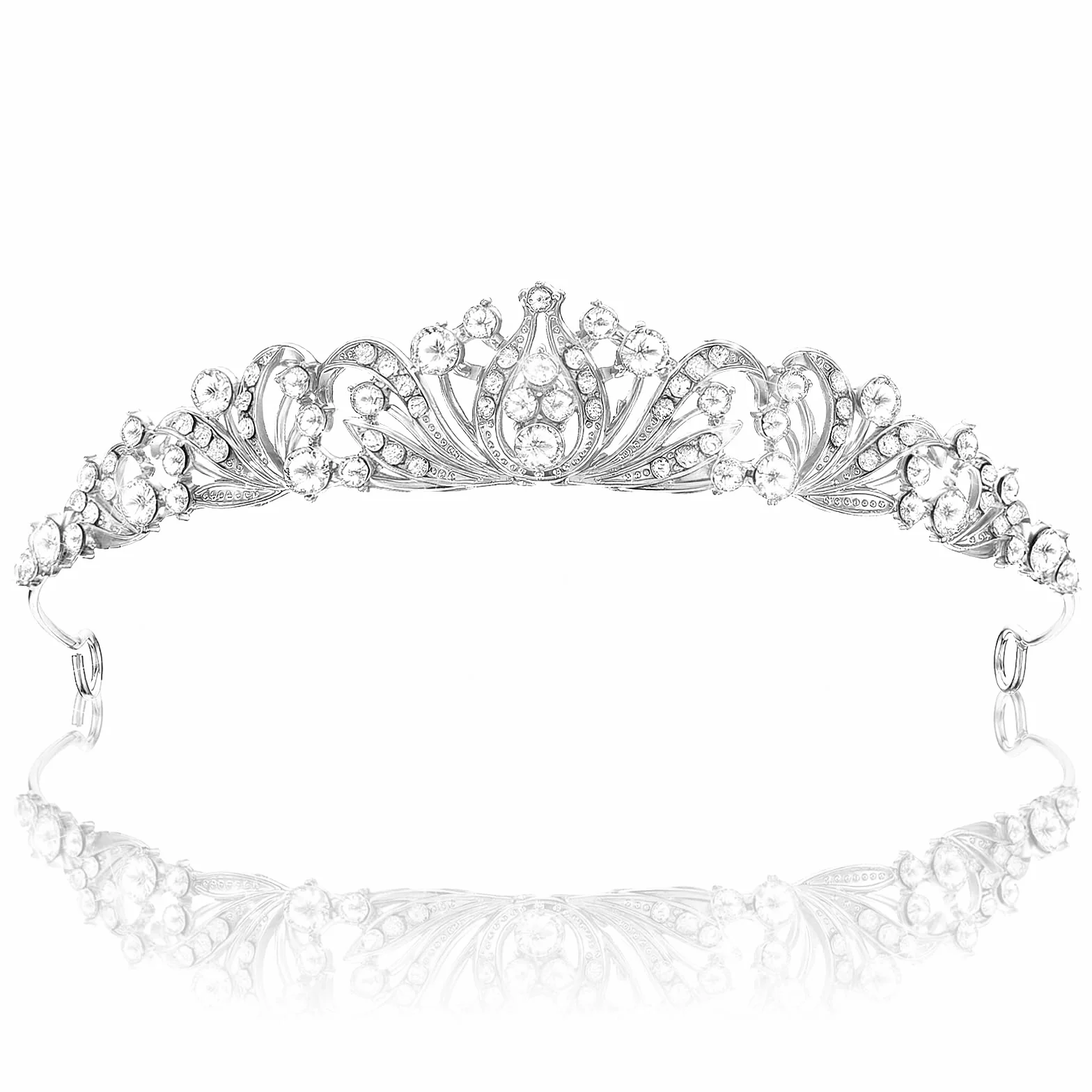 Kryształowa tiara, srebrna, kryształowa korona, korona księżniczki, elegancka korona ślubna, na wesele, bal absolwentów, dla panny młodej, na bal absolwentów, dla panny młodej, na Boże