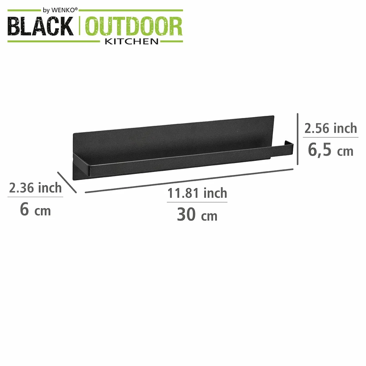 WENKO Magnetyczny uchwyt na ręczniki kuchenne czarny 30 x 10 x 5 cm