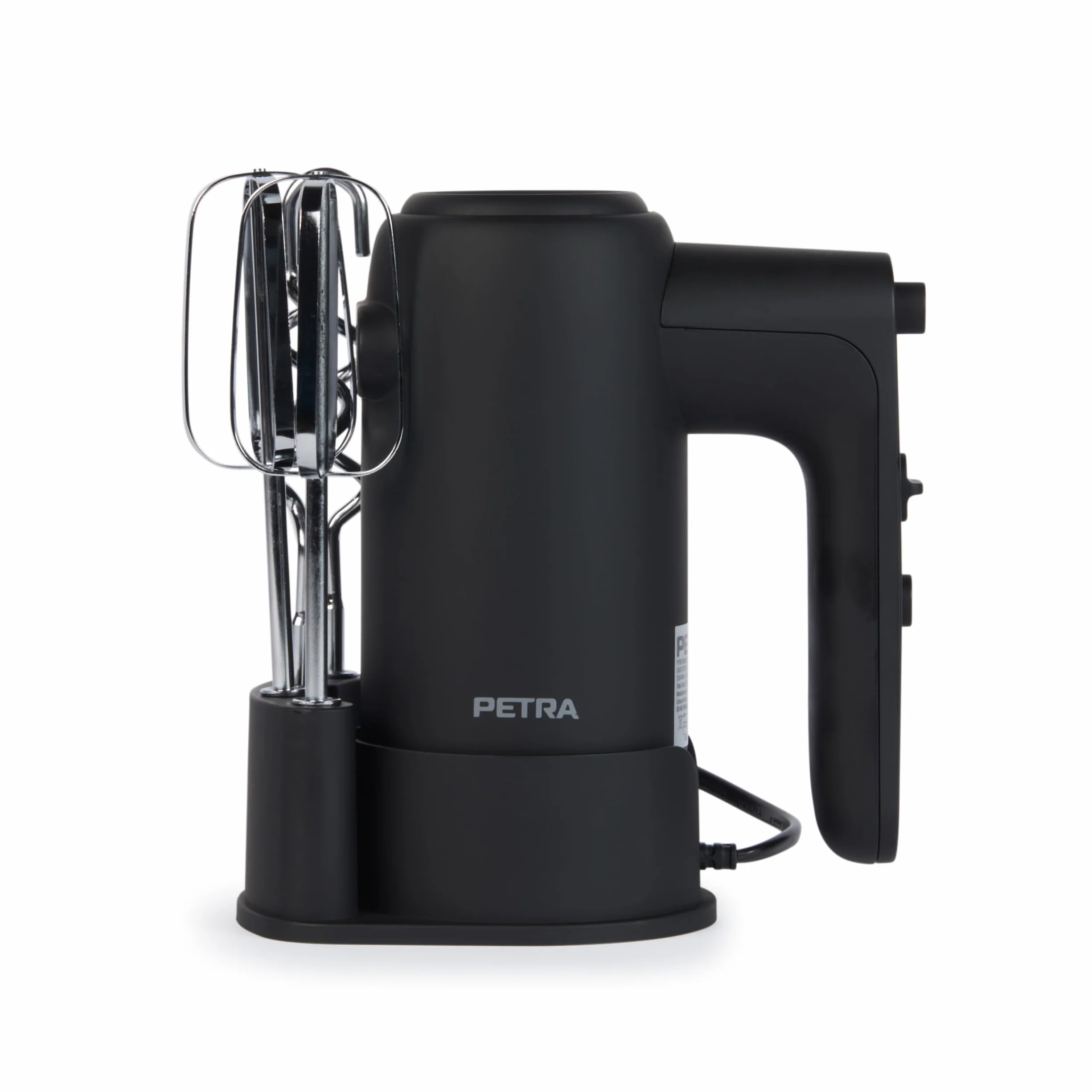 Petra PT5613BMBLKVDE Handmixer 300 W 5 Geschwindigkeiten Elektrischer Küchenmixer mit Schneebesen und Knethaken Schwarz