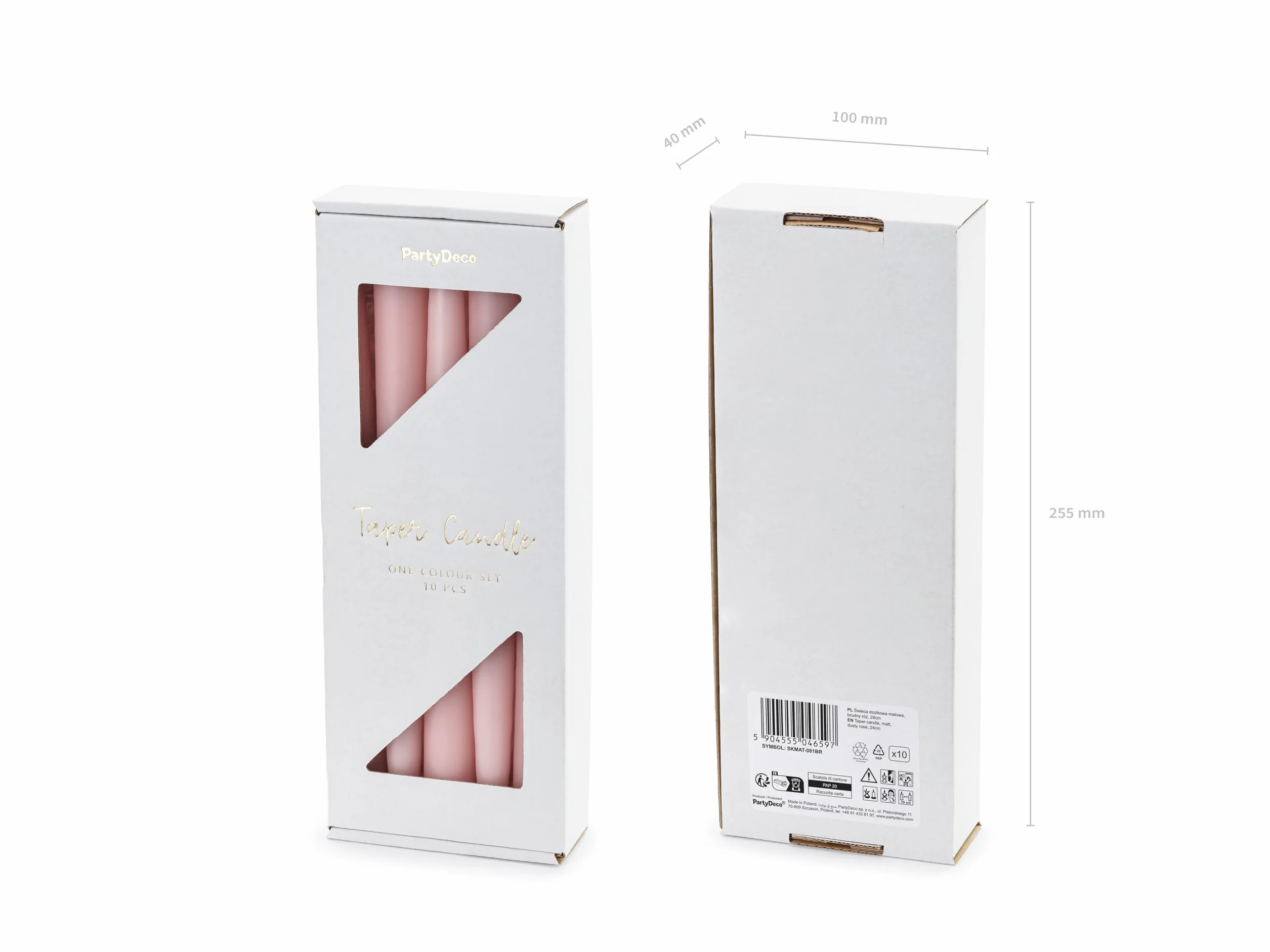 PartyDeco SKMAT-081BR świeca stożkowa świeca stołowa - stożkowa - 24 cm - matowa szałwia - opakowanie 10 sztuk - idealna na wesela, do domu, dekoracji
