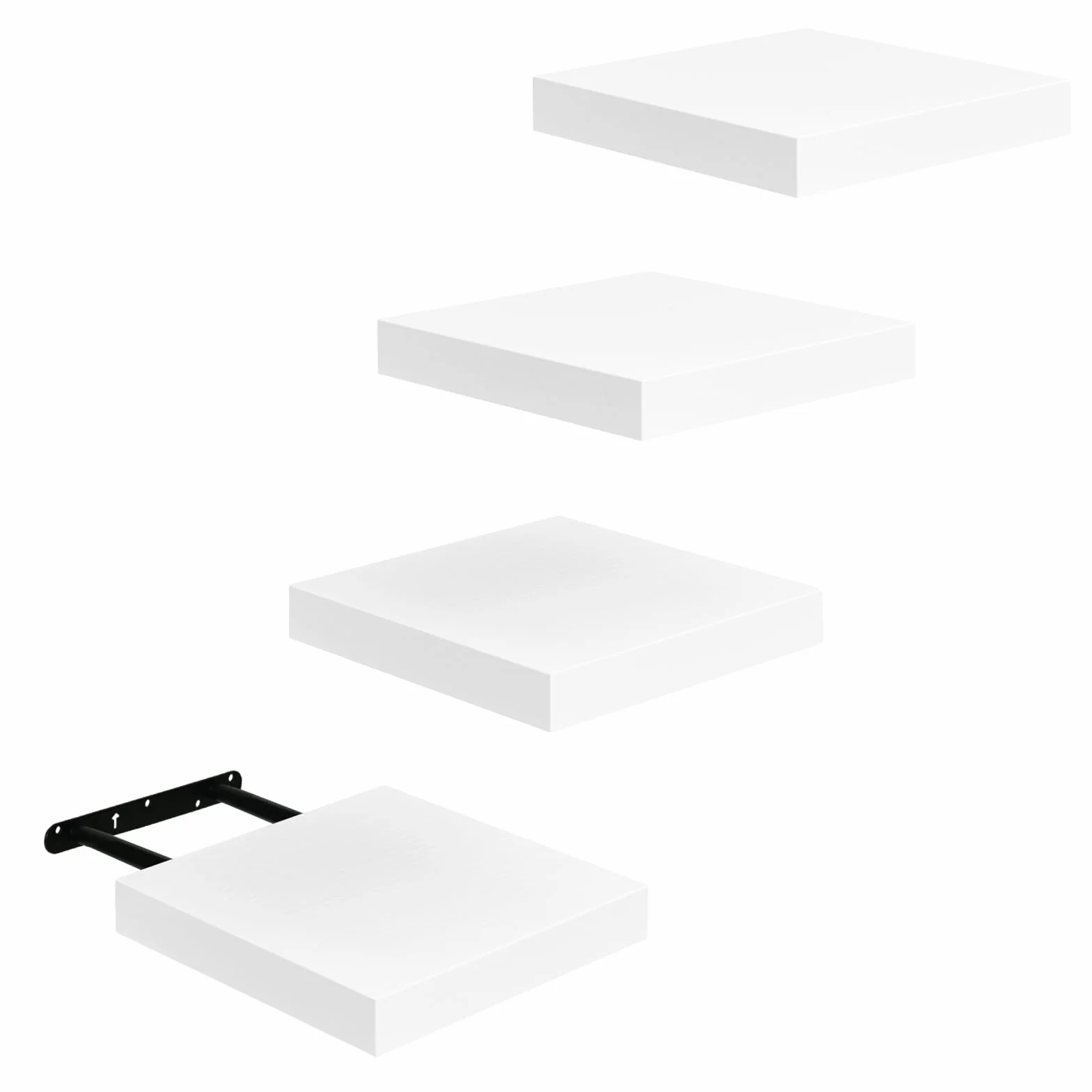 Zestaw 4 regałów wiszących Kompakt 20x20cm Regał ścienny MDF Biały