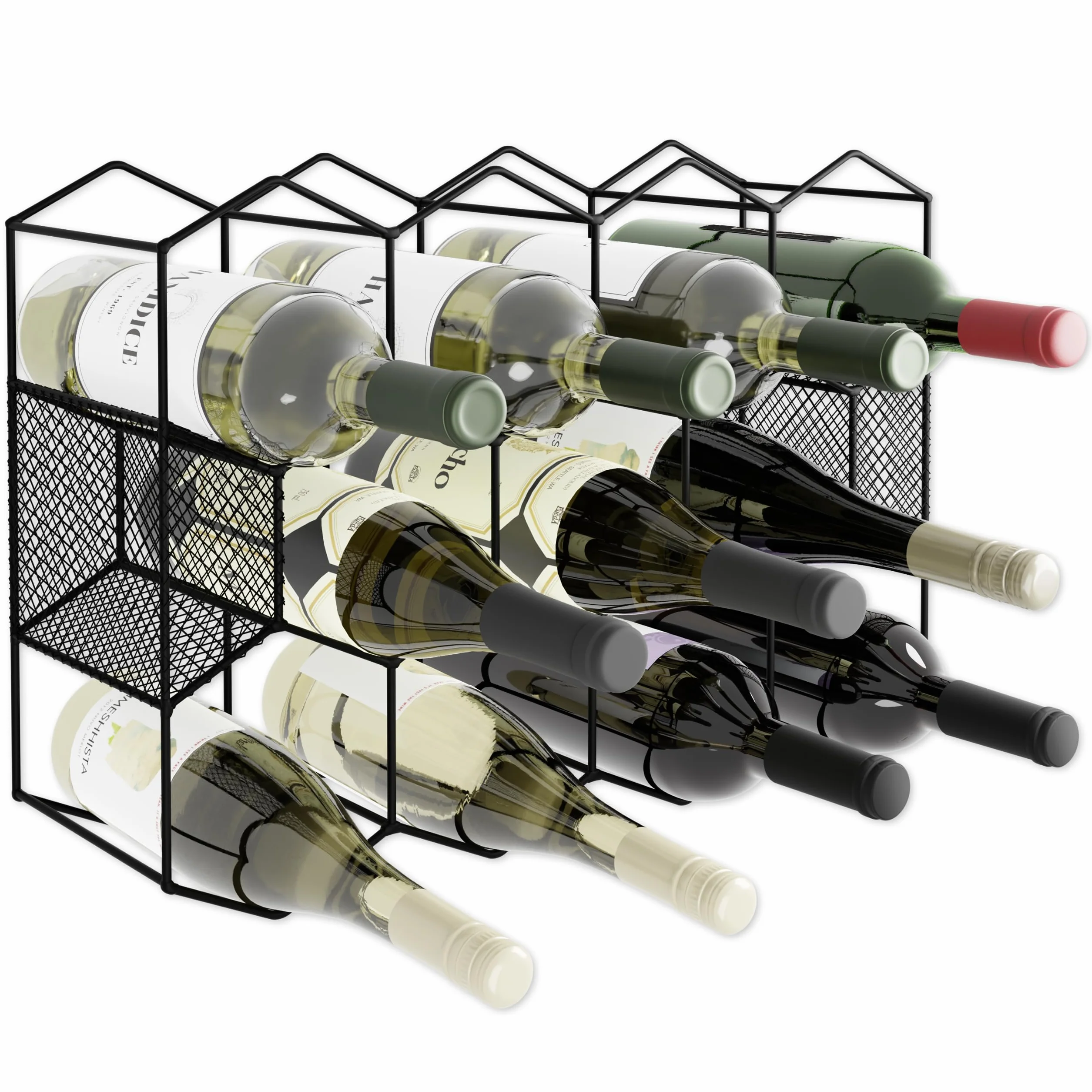 Lenmar Seria LOFT Regał na Wino z Metalu, 5-30 Butelek, Uchwyt do Piwnicy, Wytrzymałe Przechowywanie (LOFT 1-11, 11 Butelek)